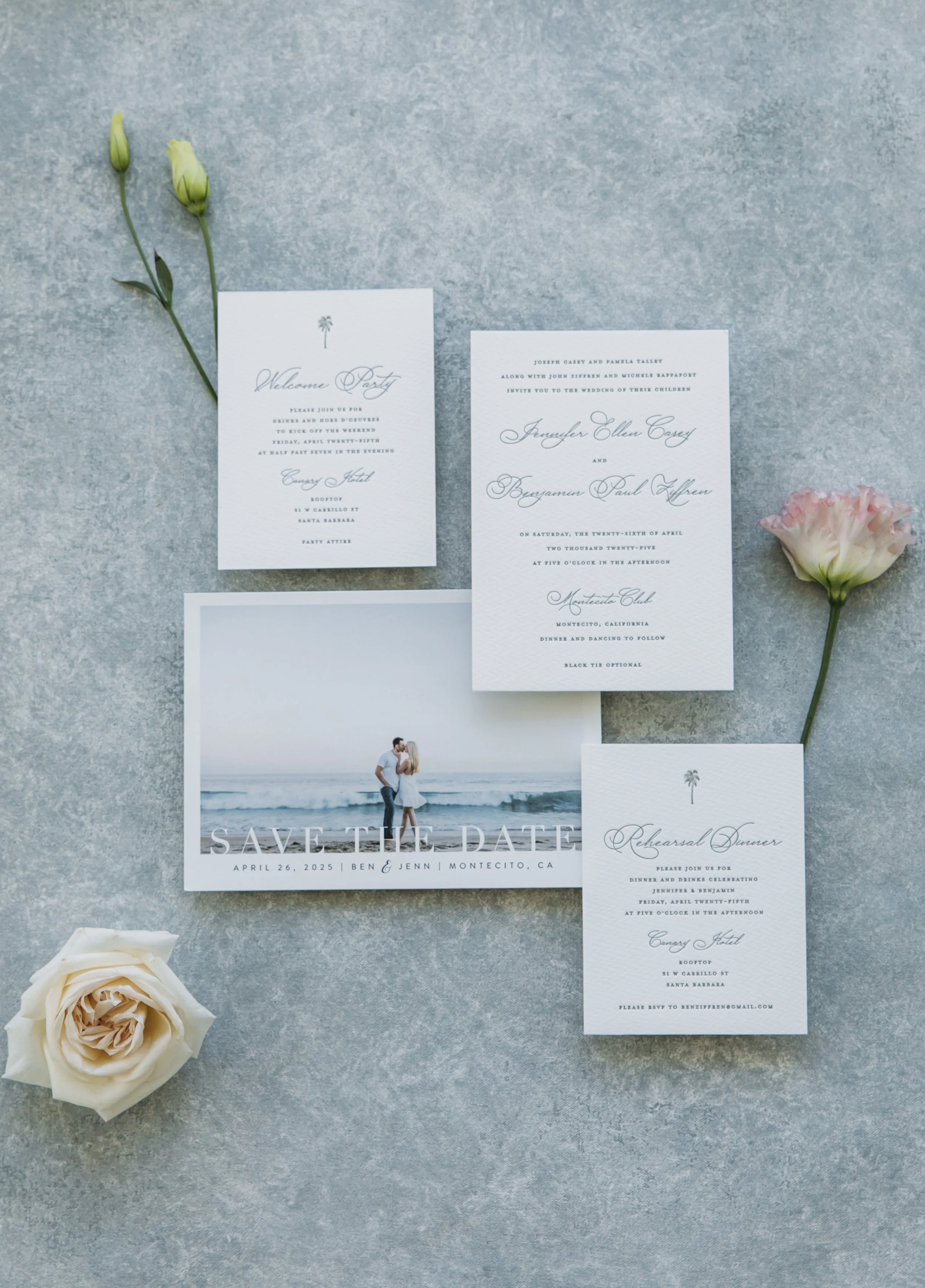 www.santabarbarawedding.com | Scott Clark | Bliss Productions Co. | Montecito Club | Bright Floral | Wedding Invitation Suite
