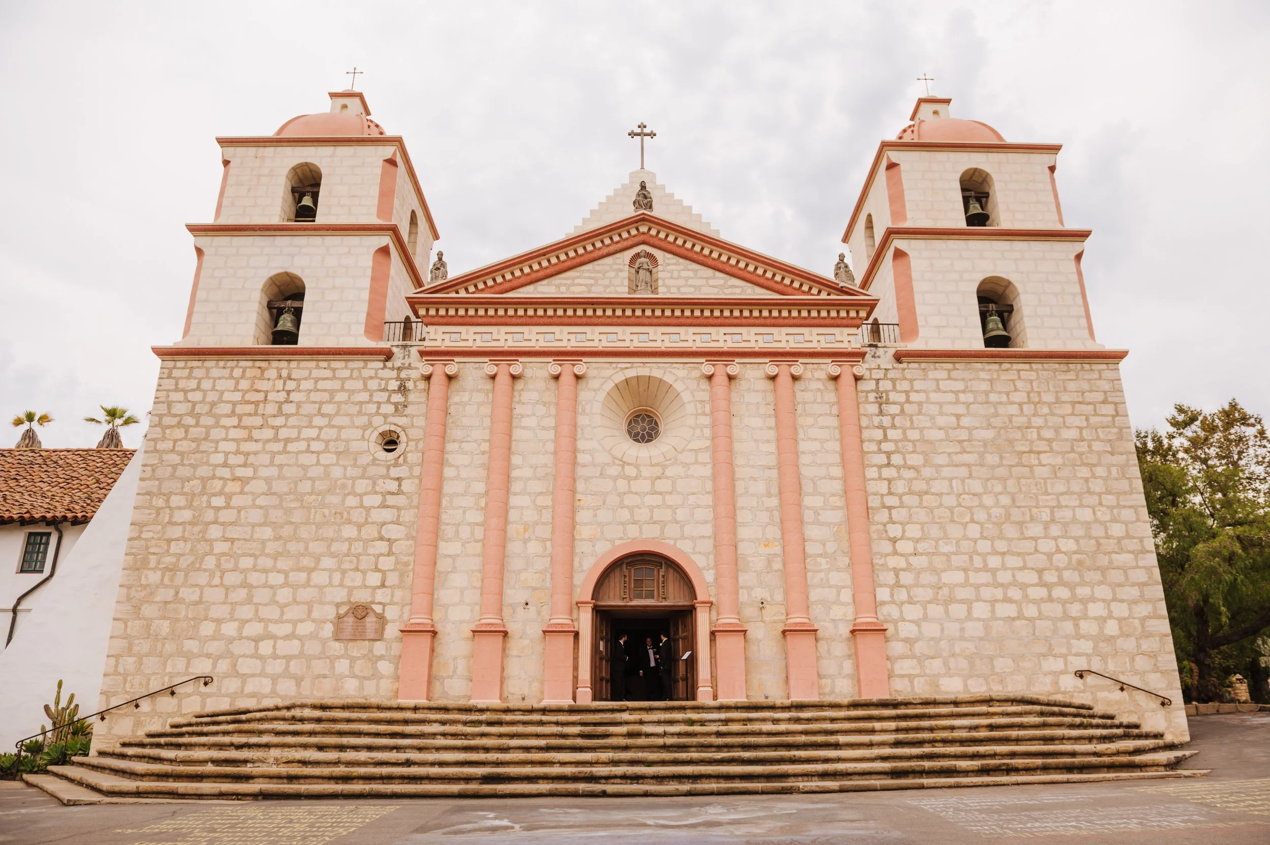 www.santabarbarawedding.com | Allie Dearie | Lucky Penny Events | Old Mission Santa Barbara | Front of Church