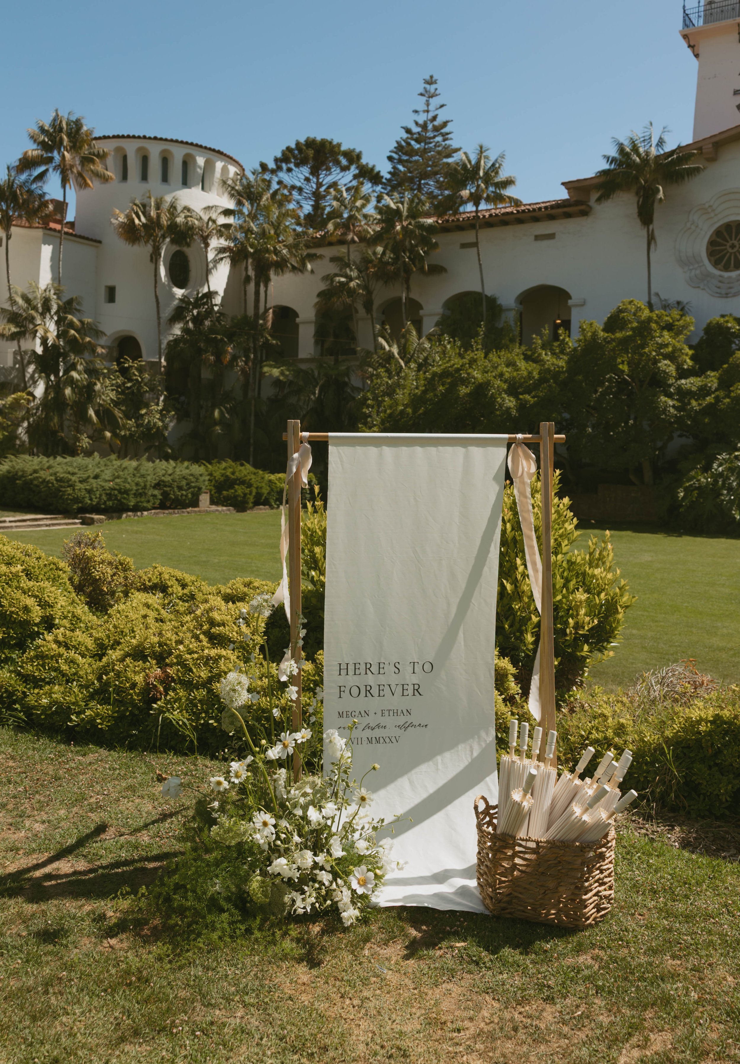 www.santabarbarawedding.com | KB Events | Michelle Lanning | Boho Chic Dreams | Just 4 Fun Party Rentals | Wedding Welcome Sign at Ceremony