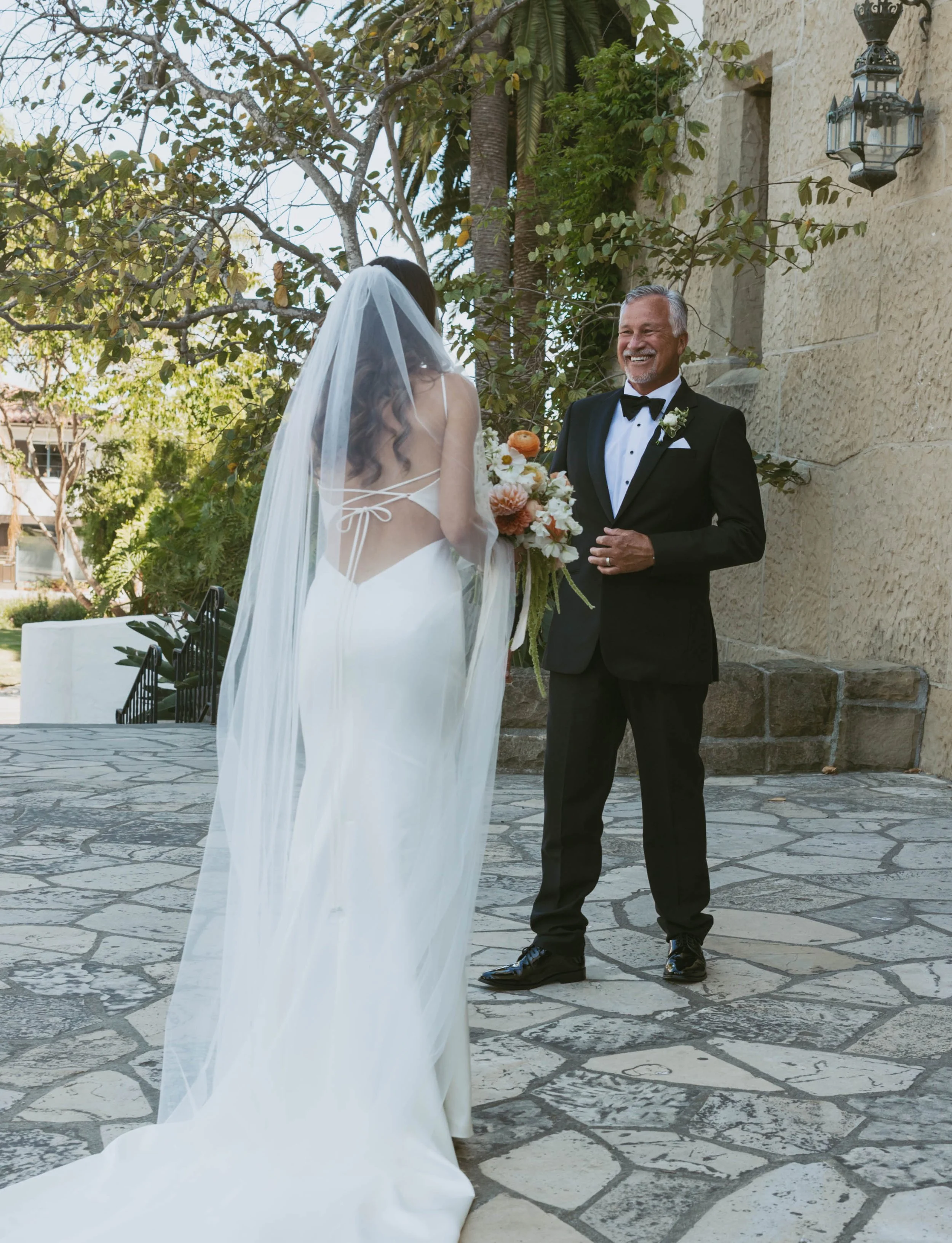 www.santabarbarawedding.com | Santa Barbara Courthouse | KB Events | Michelle Lanning | Boho Chic Dreams | Just 4 Fun Party Rentals | Bride and Father First Look