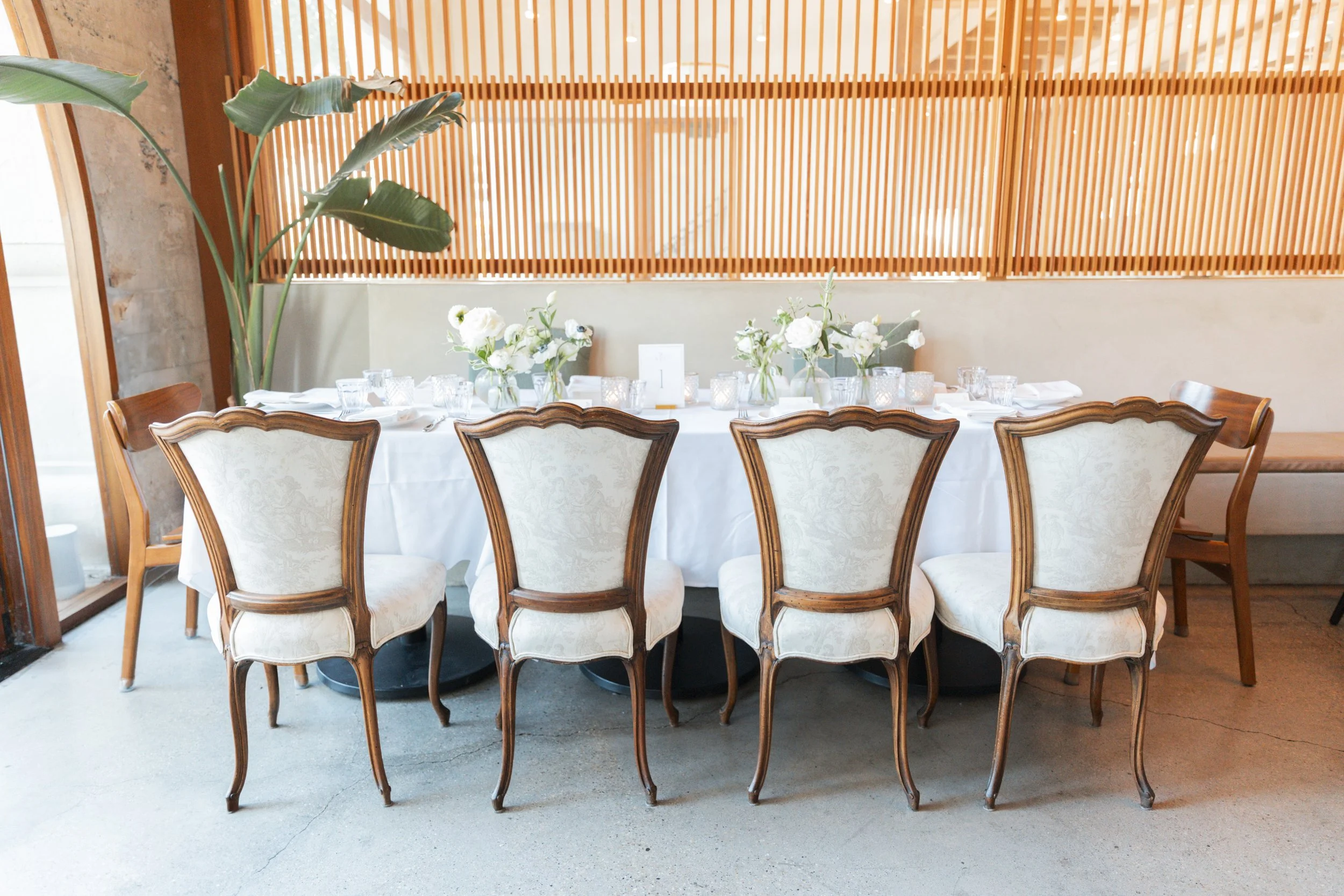 www.santabarbarawedding.com | Lauren Maeve | Gala Restaurant | Coastal Rose Events | The Twisted Twig | Amigo Event Rentals | Reception Table Set Up