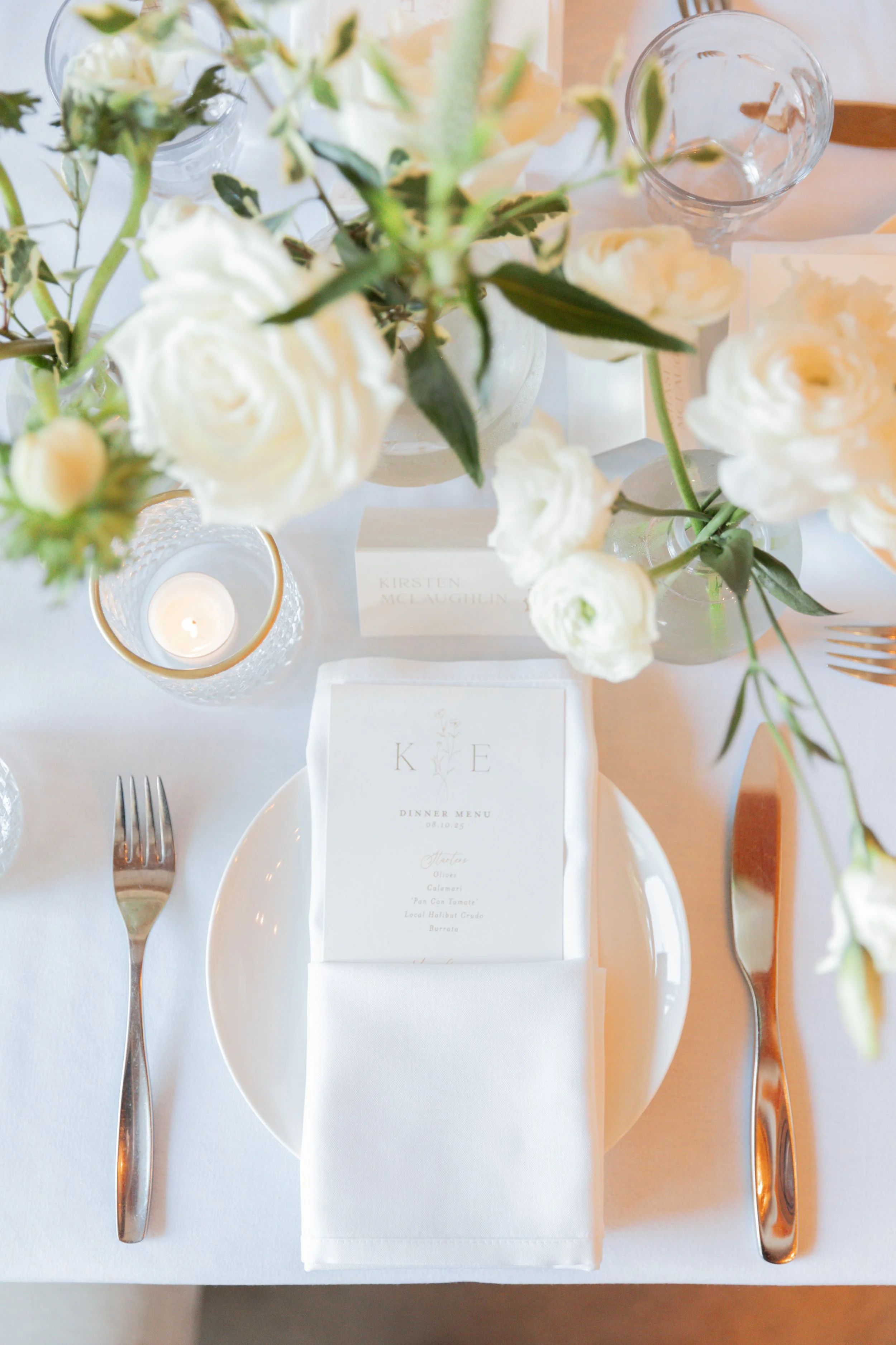 www.santabarbarawedding.com | Lauren Maeve | Gala Restaurant | Coastal Rose Events | The Twisted Twig | Amigo Event Rentals | Reception Place Setting