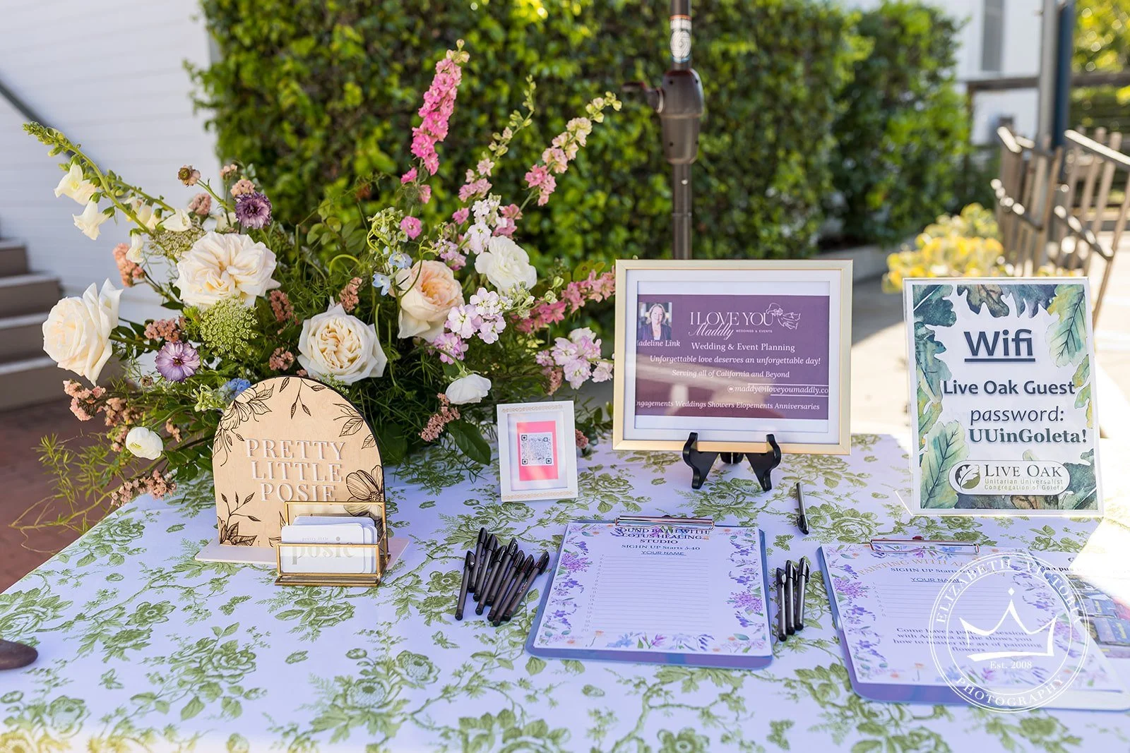 www.santabarbarawedding.com | Live Oak Unitarian | Elizabeth Victoria | Emily Hart-Roberts |&nbsp;I Love You Maddly Weddings &amp; Events | A Pretty Little Posie | Sign In Station