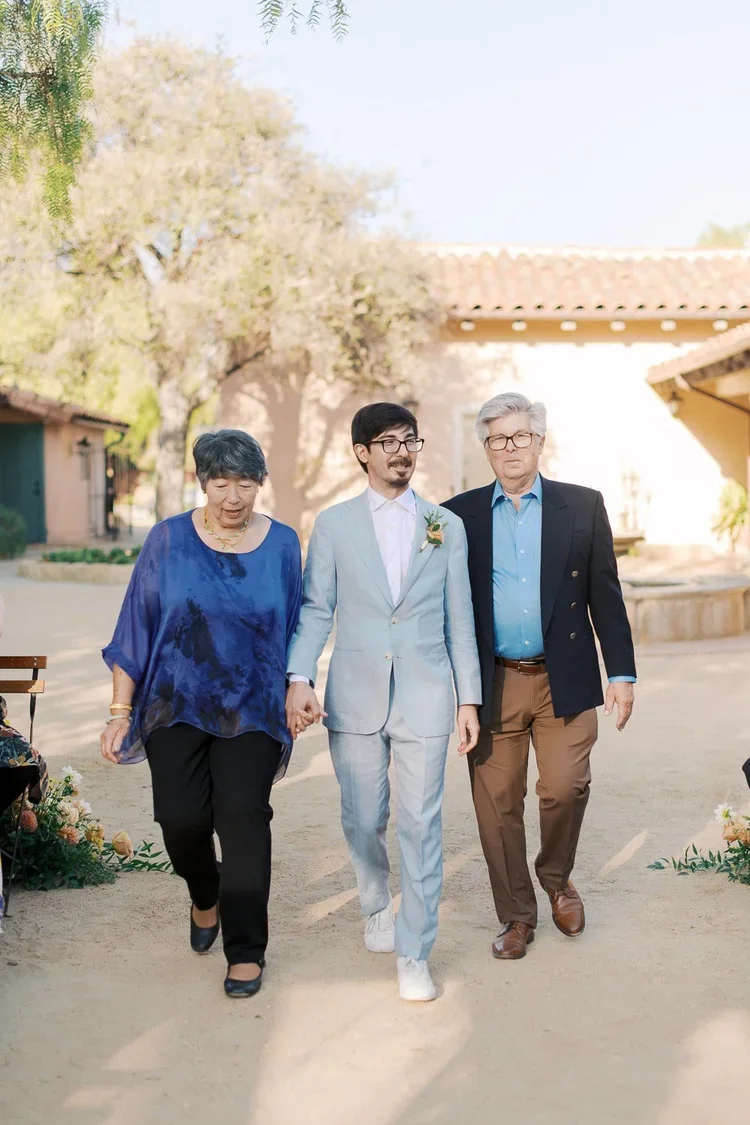 www.santabarbarawedding.com | Grace Kathryn Photography | Groom Being Walked Down the Aisle by Mother and Father