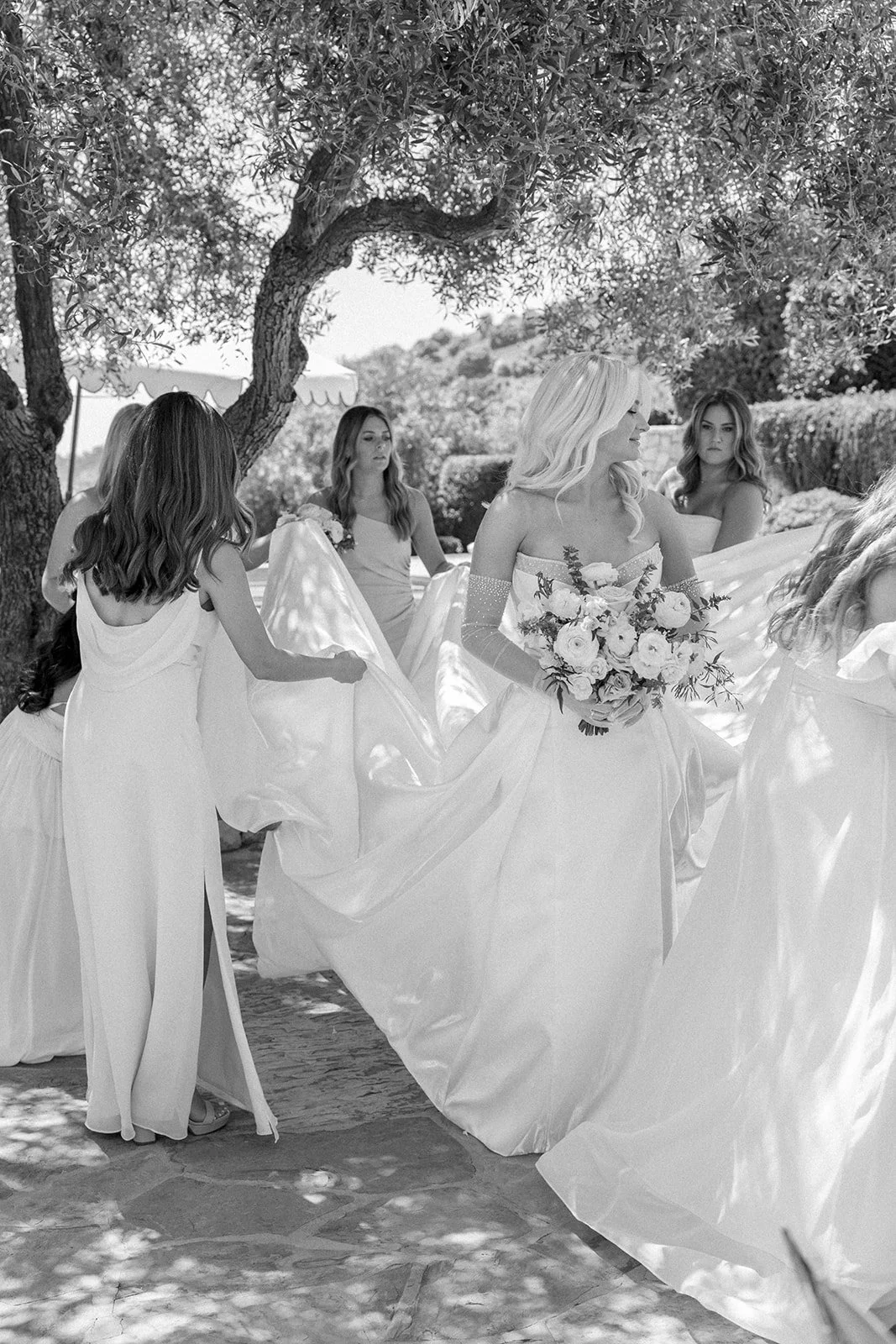 www.santabarbarawedding.com | Sposto Photography | Olive Grove Estate | weddings by Susan Dunne | Mulberry Estate | Bride with Bridesmaids Before Ceremony
