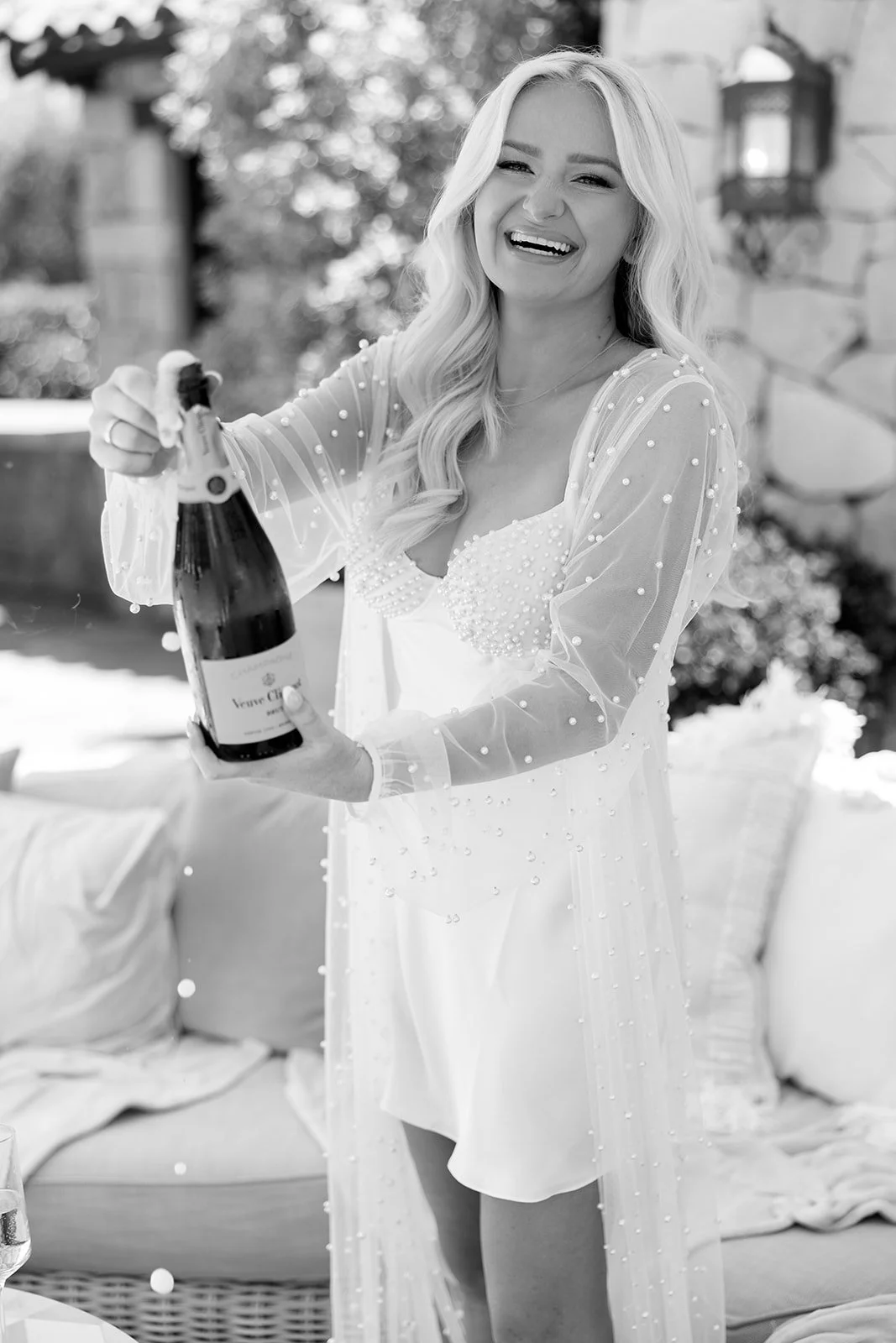 www.santabarbarawedding.com | Sposto Photography | Olive Grove Estate | weddings by Susan Dunne | Mulberry Estate | Bride Opening Champagne