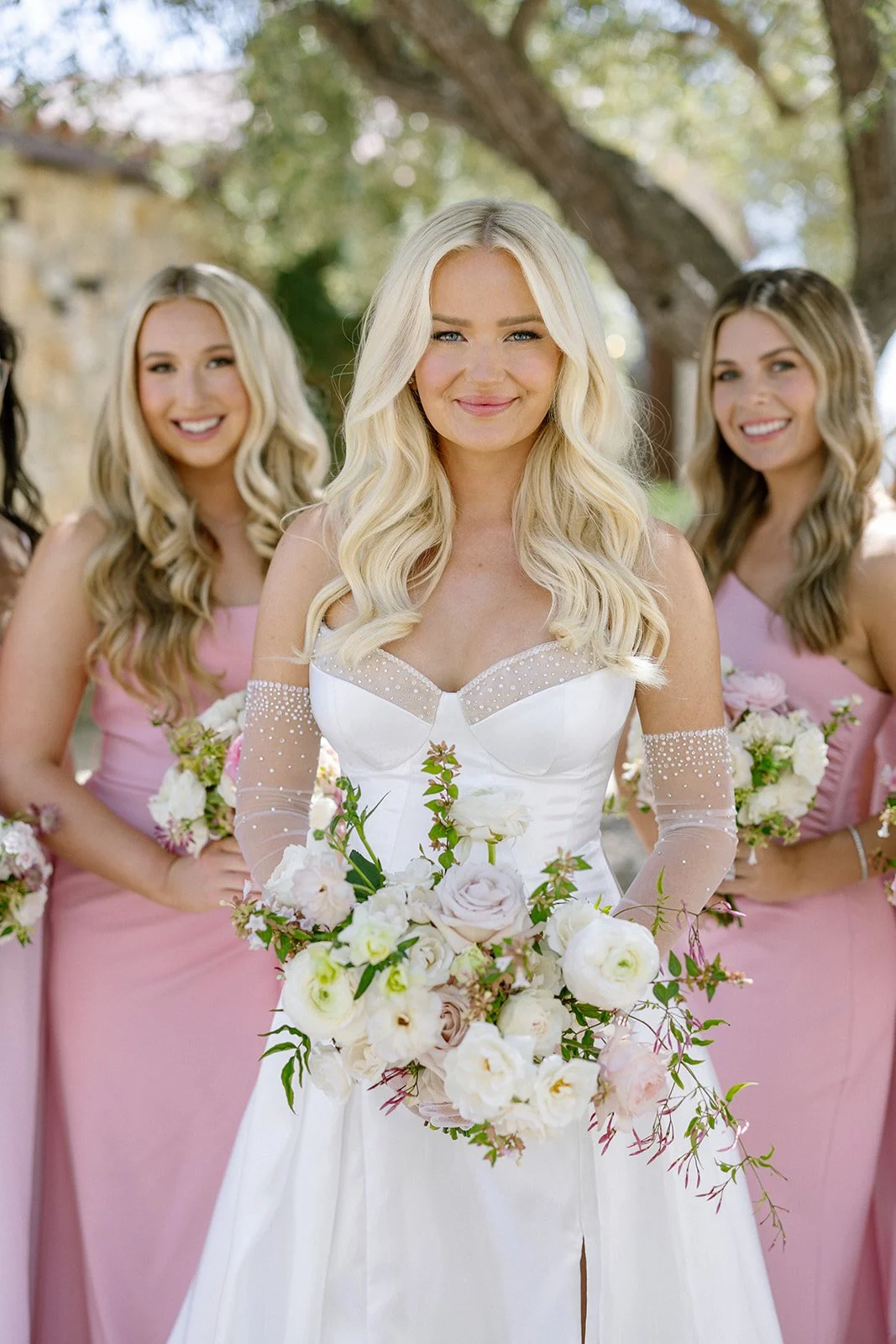www.santabarbarawedding.com | Sposto Photography | Olive Grove Estate | weddings by Susan Dunne | Mulberry Estate | Bride with Bridesmaids Before Ceremony