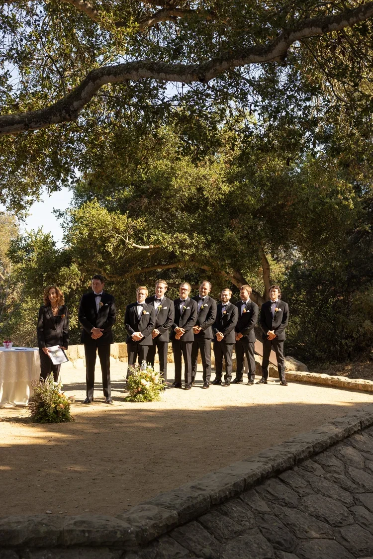 www.santabarbarawedding.com | Open Range Films | Godric Grove | Groomsmen Standing at Ceremony