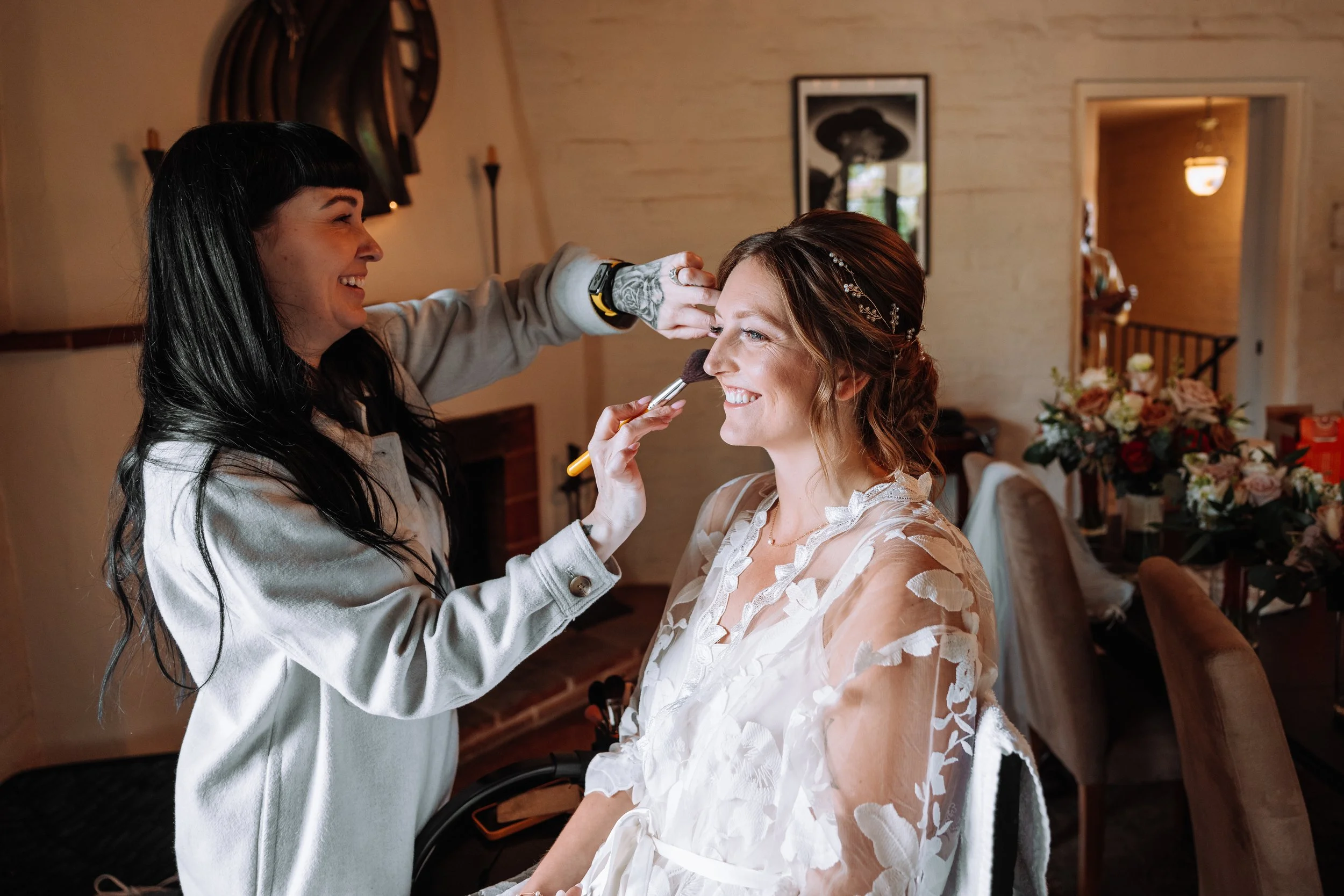 www.santabarbarawedding.com | Bear Beau | SB Historical Museum | Tangled Lotus | KB Events | La Rouge Artistry | Bride Having Her Makeup Done