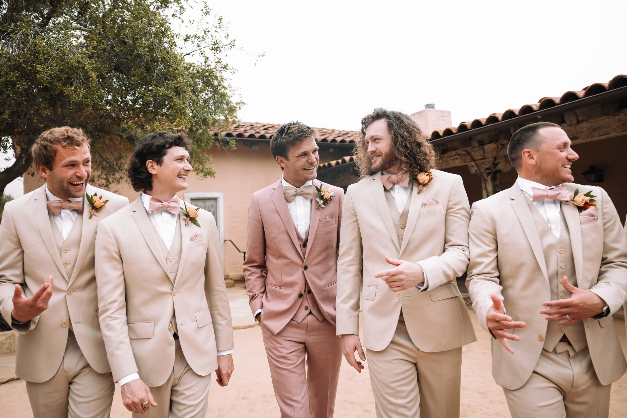 www.santabarbarawedding.com | Bear Beau | SB Historical Museum | Tangled Lotus | KB Events | La Rouge Artistry | Groom with Groomsmen Before Ceremony