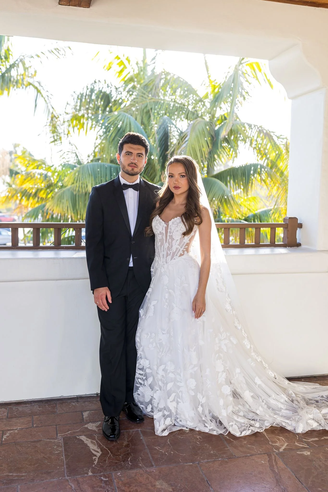 www.santabarbarawedding.com | Elizabeth Victoria | Ritz-Carlton Bacara | AK Brides | Alpha Floral | Pacheco Beauty | Mission Tuxedos | Groom in Tux | The Dress Bride | Couple on Balcony