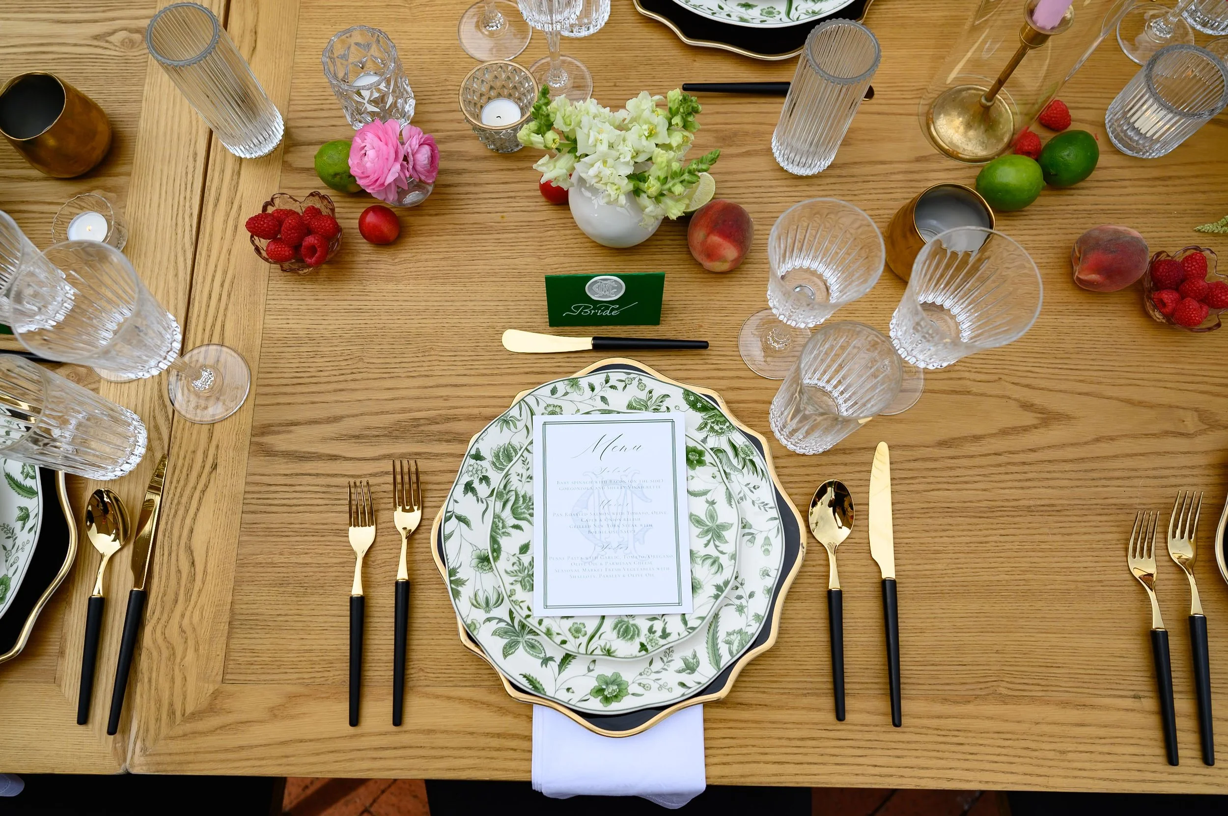 Garden party tablescape by Town and Country Event Rentals
