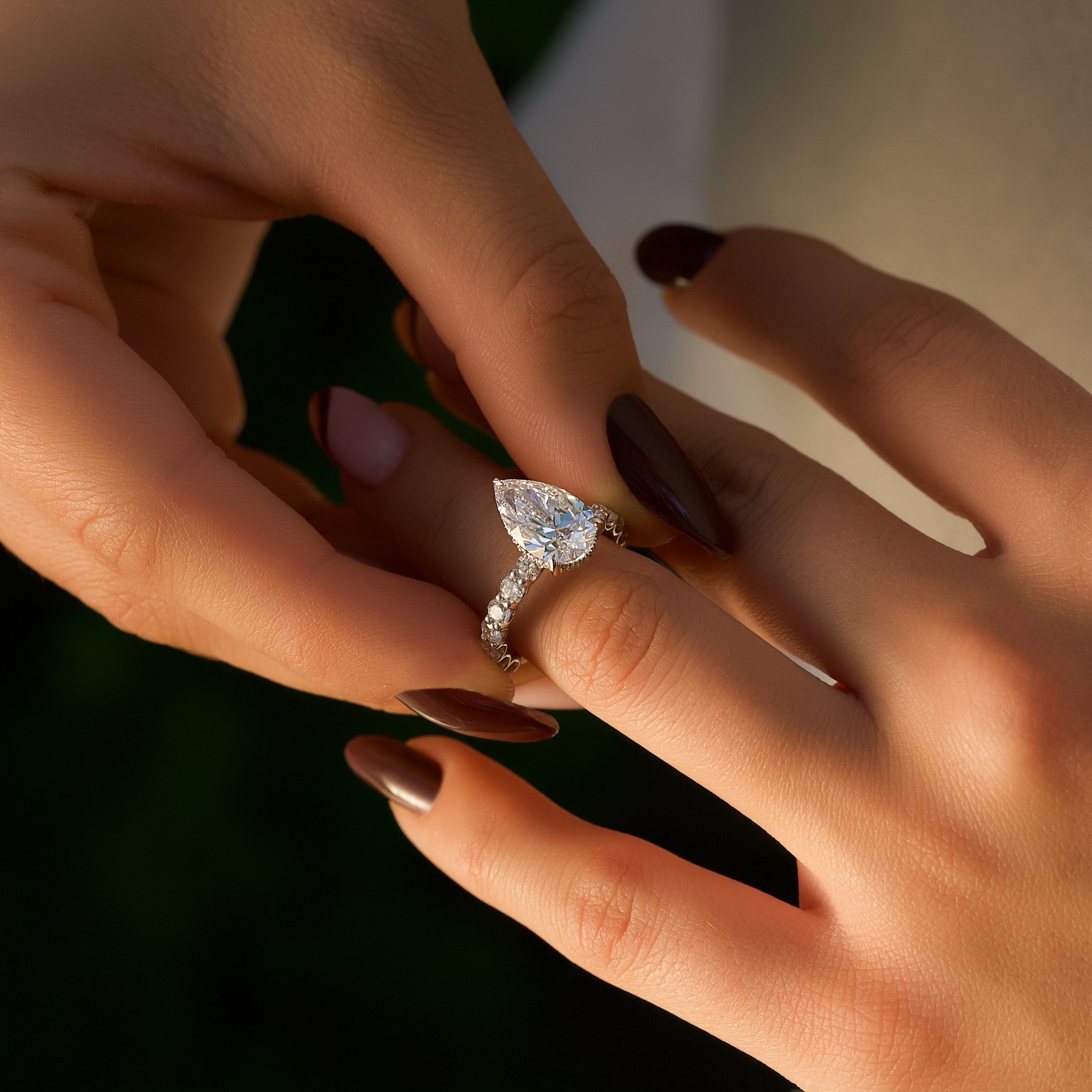 Pear Shaped Diamond Engagement Ring, Pear Halo Diamond Wedding Ring, IGI  Certified Lab Grown Diamond Ring 18K - Etsy