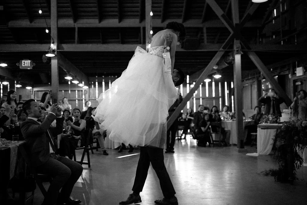 Couple dancing at Santa Barbara barn wedding