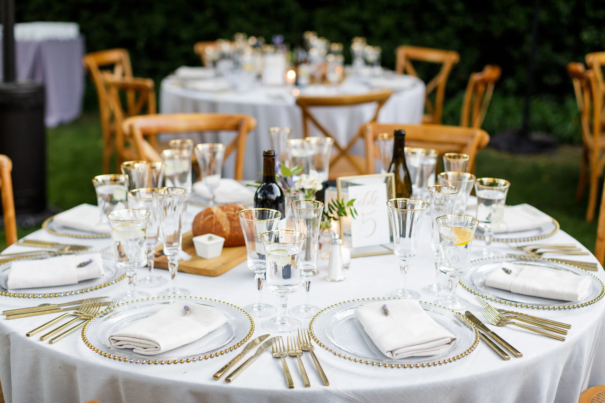 Reception table set up al fresco