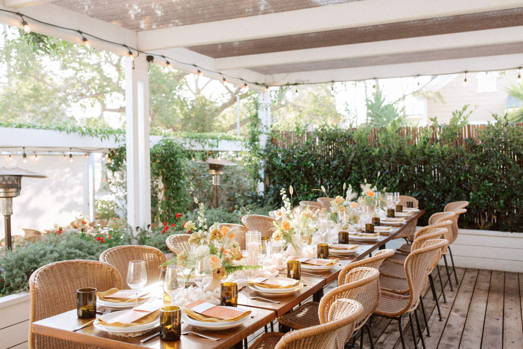 Paloma Cafe outdoor table setup for wedding reception