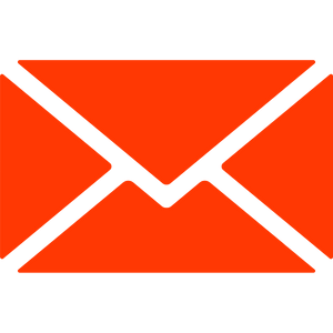 Icon of an envelope with a red flap and black outline, representing email or messaging.