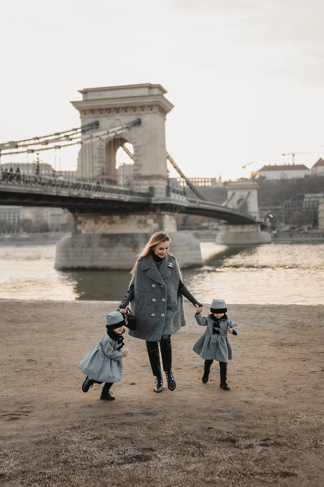 Budapest family photography at the Chain bridge