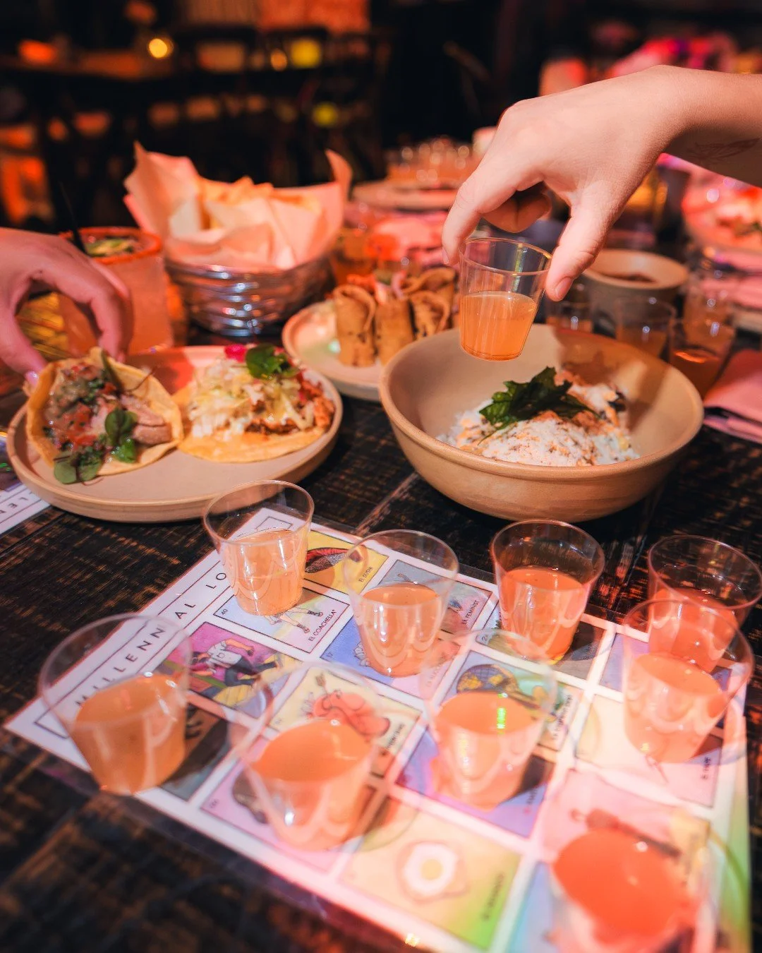 Loter&iacute;a with a Twist ✨

Spice up your Tuesdays at La Mona Rosa! Play your favorite game&mdash;with a millennial twist&mdash;while enjoying tacos, tequila, and a chance to win the grand prize of $100.

🕐 Every Tuesday | 7&ndash;10PM
🌮 BOGO Ta