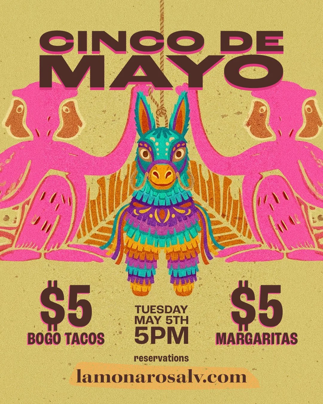 Cinco de Mayo meets Taco Tuesday 🌮🍹

Join us Tuesday, May 5 starting at 5PM for a fiesta filled with tacos, margaritas, and Downtown energy all night long.

✨ Specials include:
🌮 $5 BOGO tacos
🍹 $5 margaritas

Because one taco is never enough. 😉