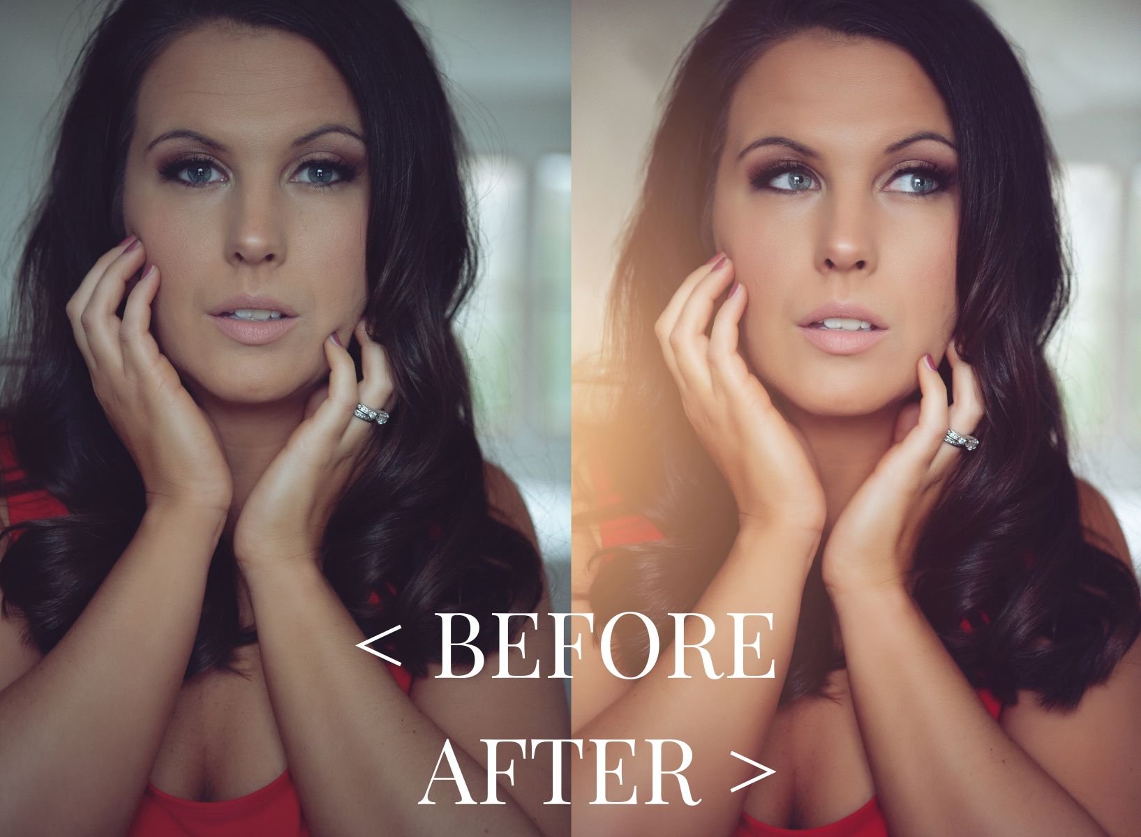 BEFORE AND AFTER EDITING LUXURY BOUDOIR PHOTOSHOOT
