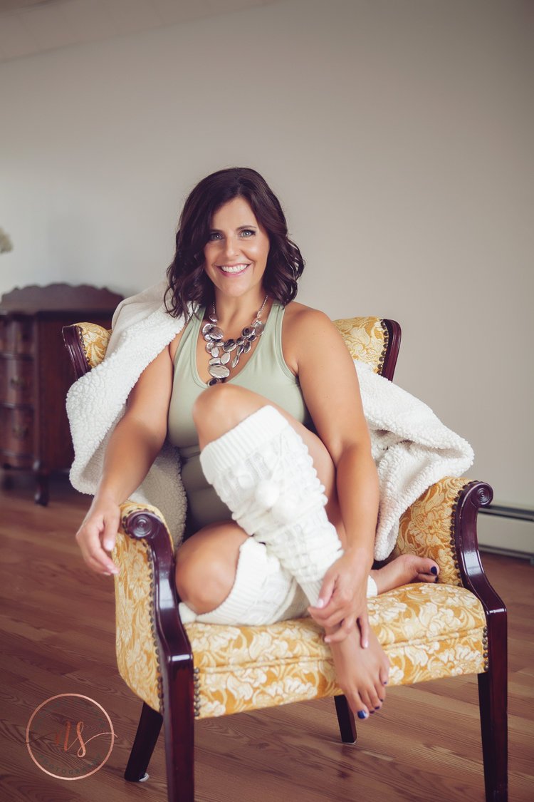 Woman on chair in Buffalo Boudoir shoot