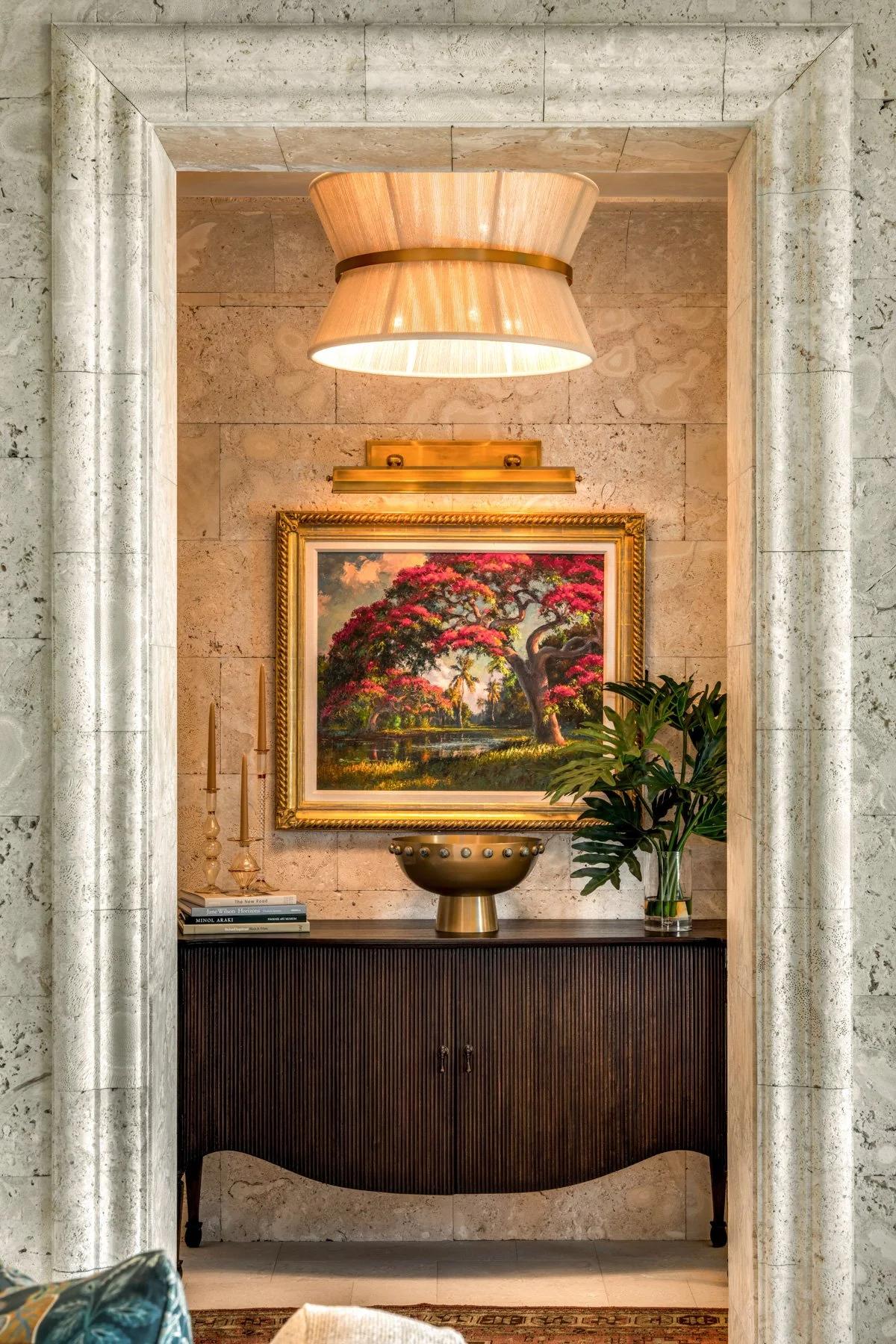 Florida Luxury Architect Interior Design Key Largo Coral Stone Master Suite Entry