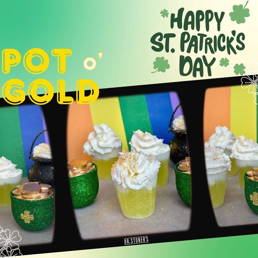 Happy St. Patrick&rsquo;s day! ☘️ Cheers with a Pot o&rsquo; Gold shot.

#drstoners #potofgold #shot #drink #stpatricksday #green #vodka ##tequila #whiskey #drinkup #cheers #celebration #happysunday #sunday #march #sundayfunday #drinkstgram
