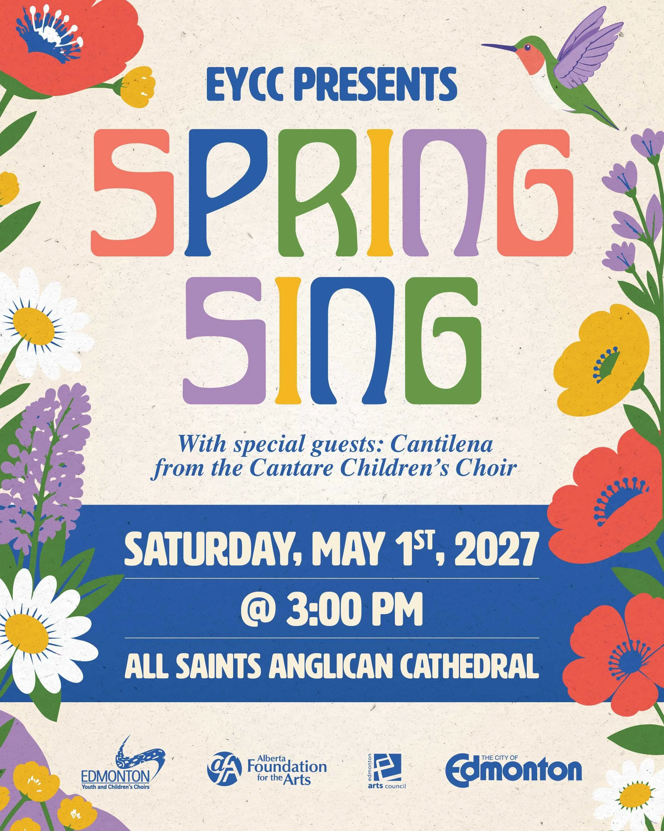 Concert poster for the Spring Sing concert by The Edmonton Children's Choirs