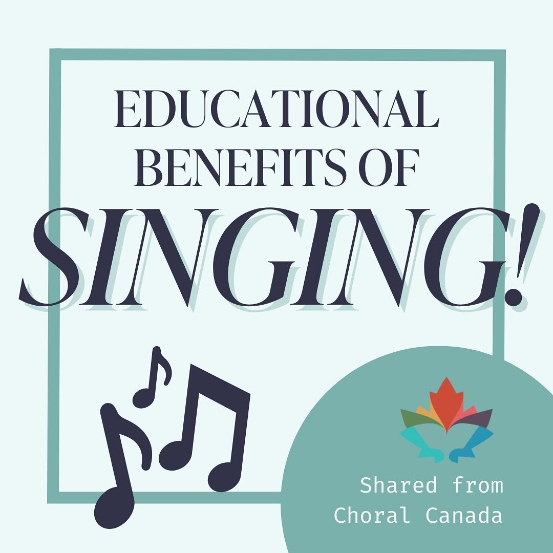 🎶The EDUCATIONAL benefits of singing! As shared from Choral Canada&hellip;

🧠Memory: singing facilitates learning &amp; memory.
👀Focus: singing increases attention in the classroom.
💬Language Development: singing supports language learning.
🎶Mus