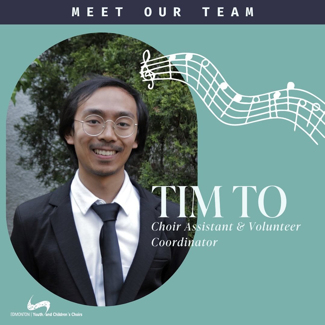 Meet our team! 👋This is Tim, our wonderful Choir Assistant &amp; Volunteer Coordinator.

Tim is an avid chorister and an elementary music teacher. A familiar face in choral community, Tim is an alumnus of the Edmonton Youth Choir, and in the past ha