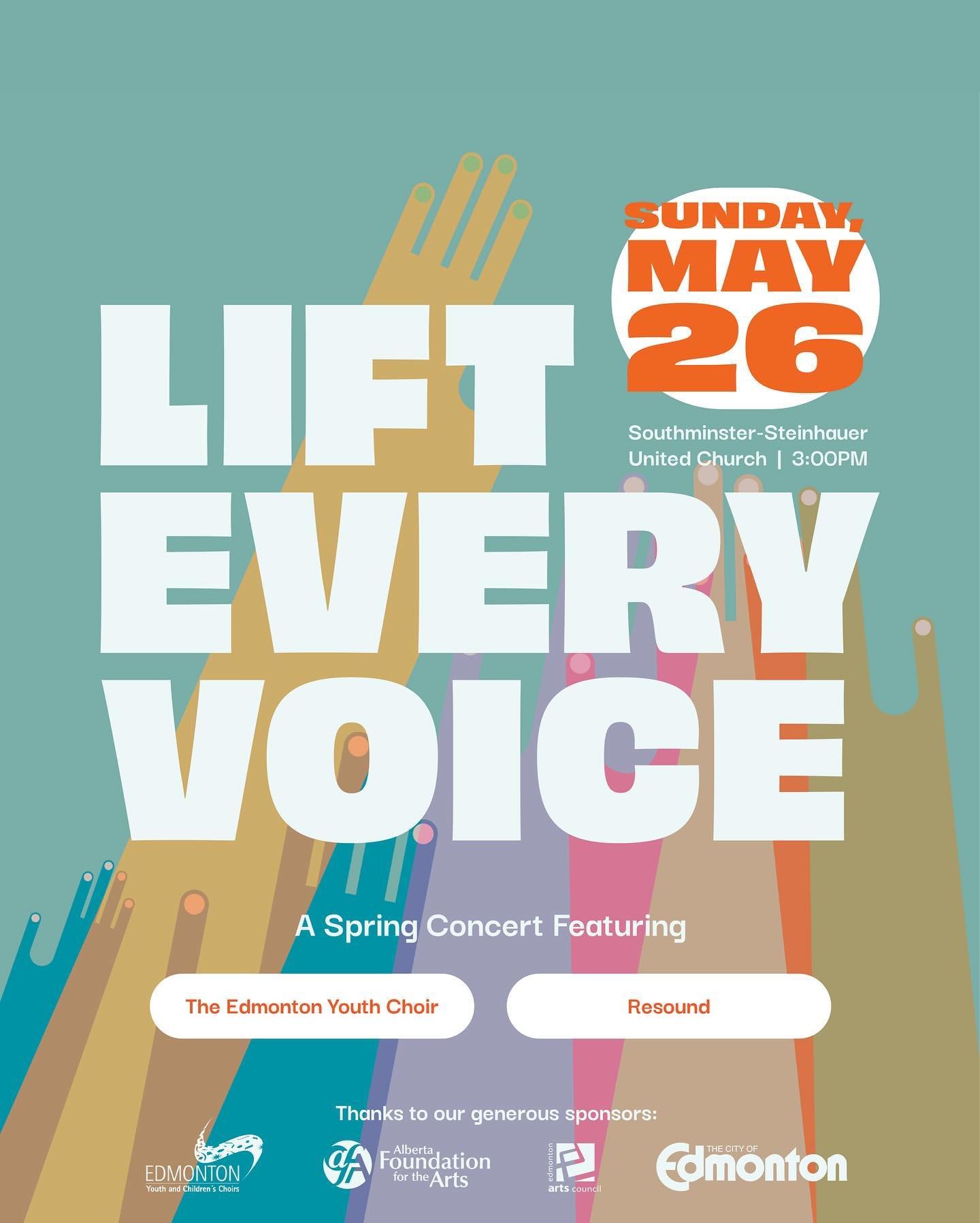 Tickets are NOW ON SALE for our Resound &amp; Youth Choir Spring Concert: 🌼Lift Every Voice 🌼

Come for the great singing, stay for the treats! 

This concert will feature works from all around the world, celebrating voices that haven&rsquo;t alway