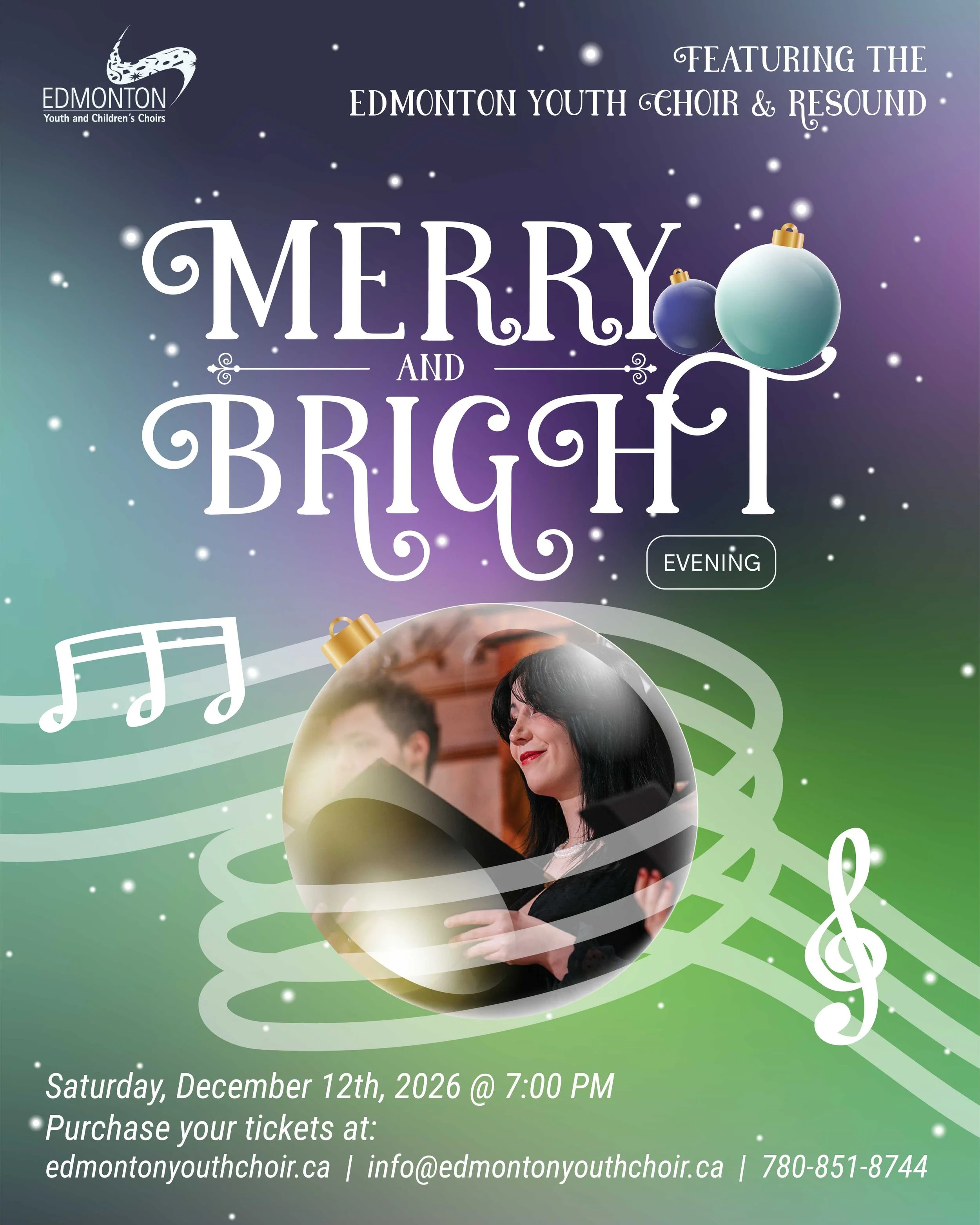 Poster for the Edmonton Youth Choir and Resound Merry and Bright Christmas concert