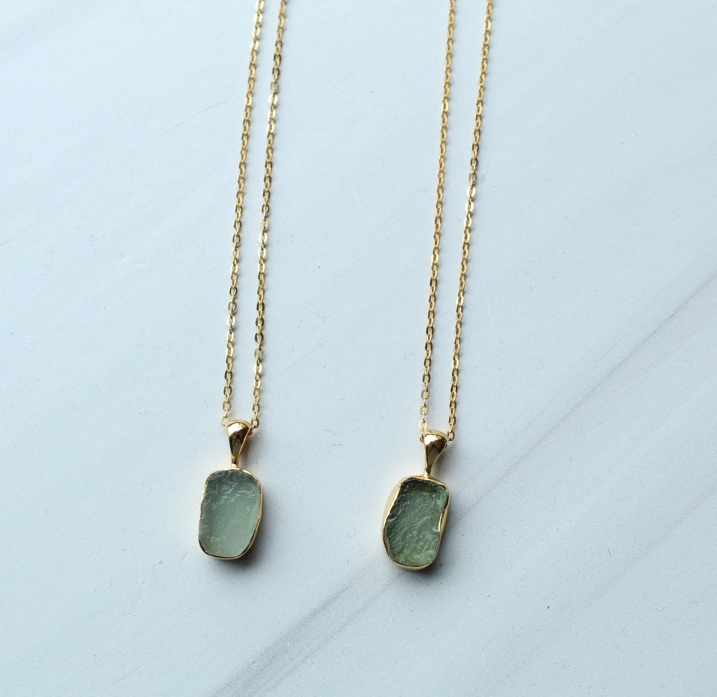 Moldavite gold necklace