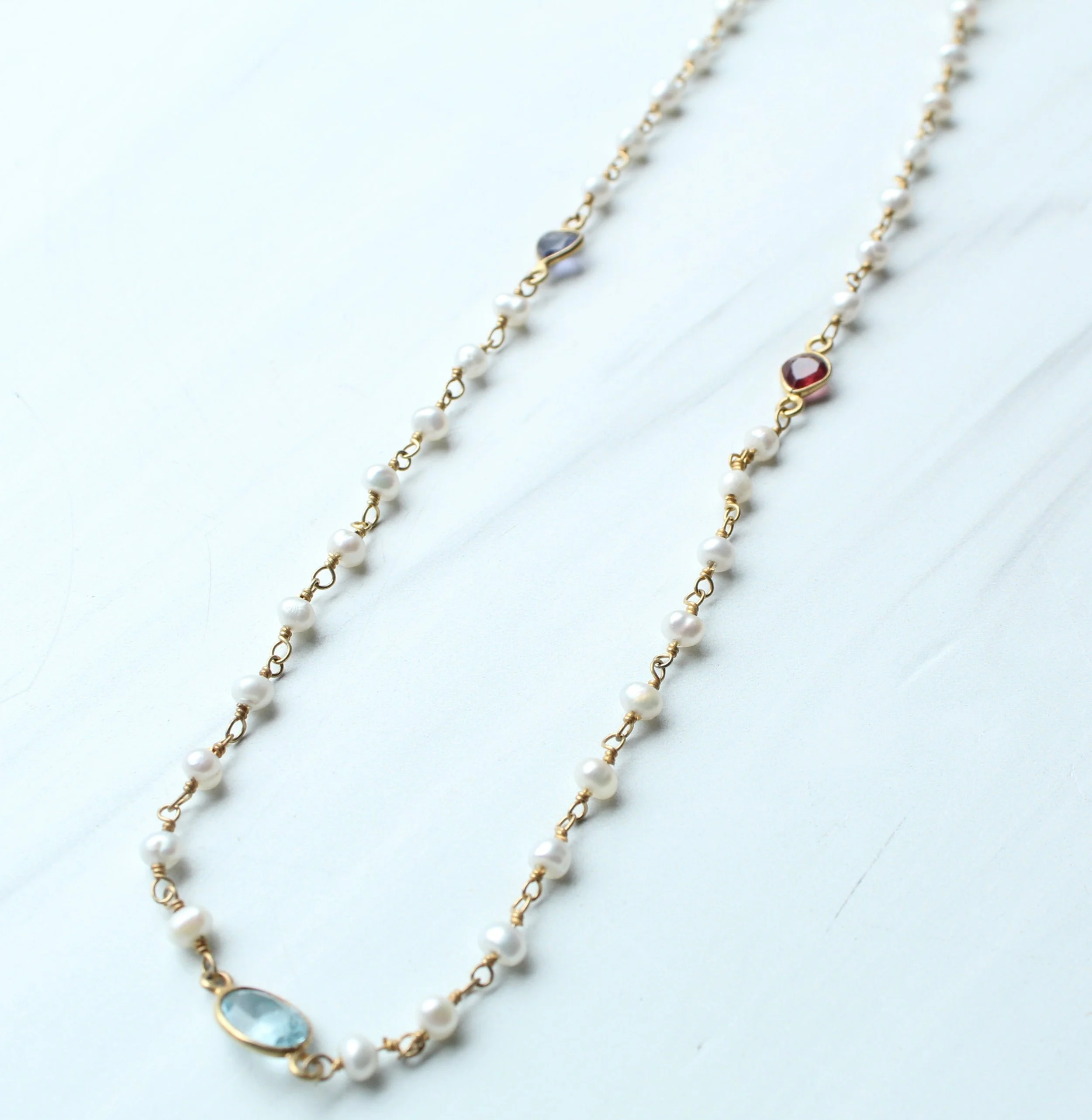 Wire wrapped fresh water pearl necklace