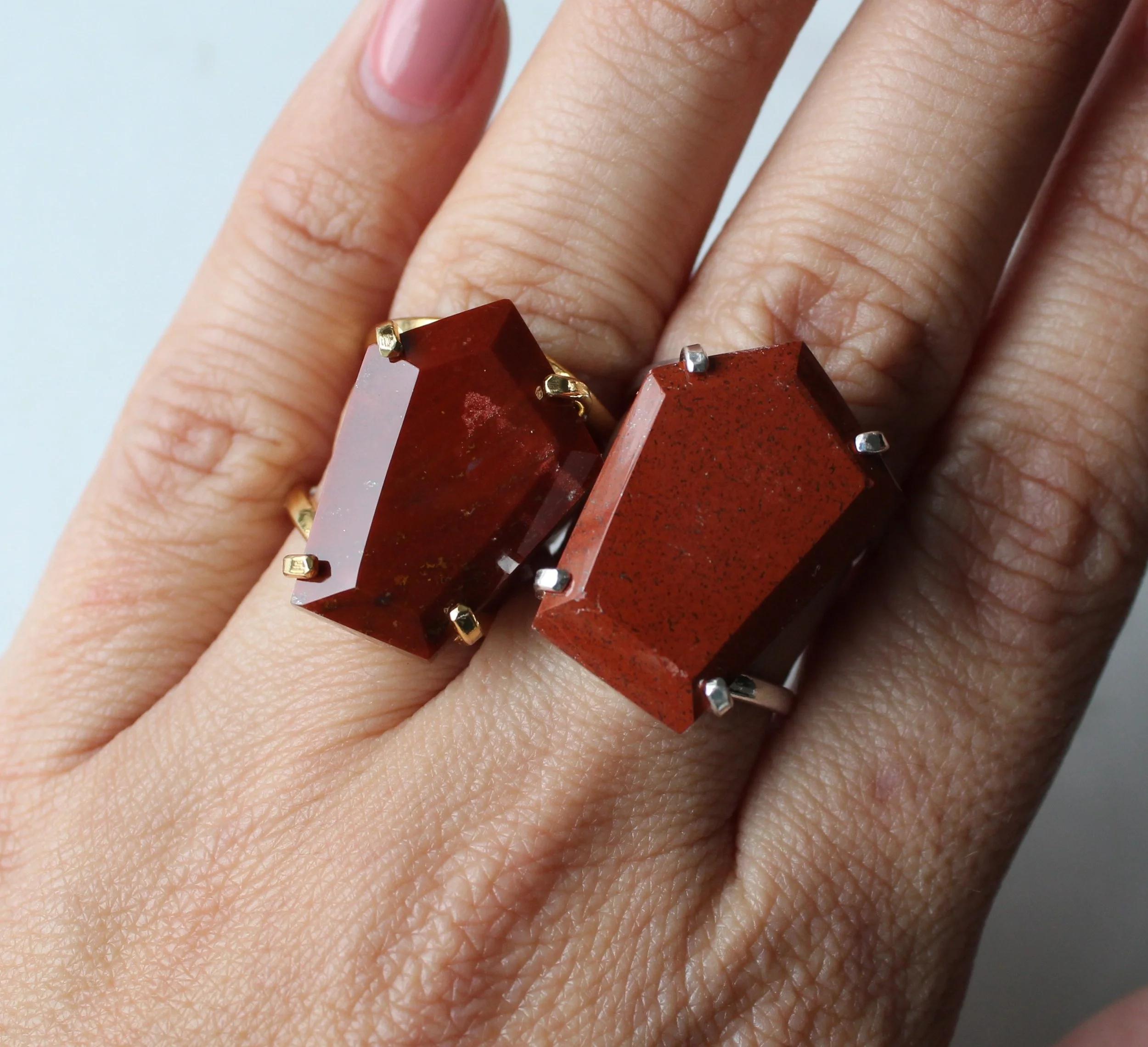 Red Jasper adjustable gold or silver ring