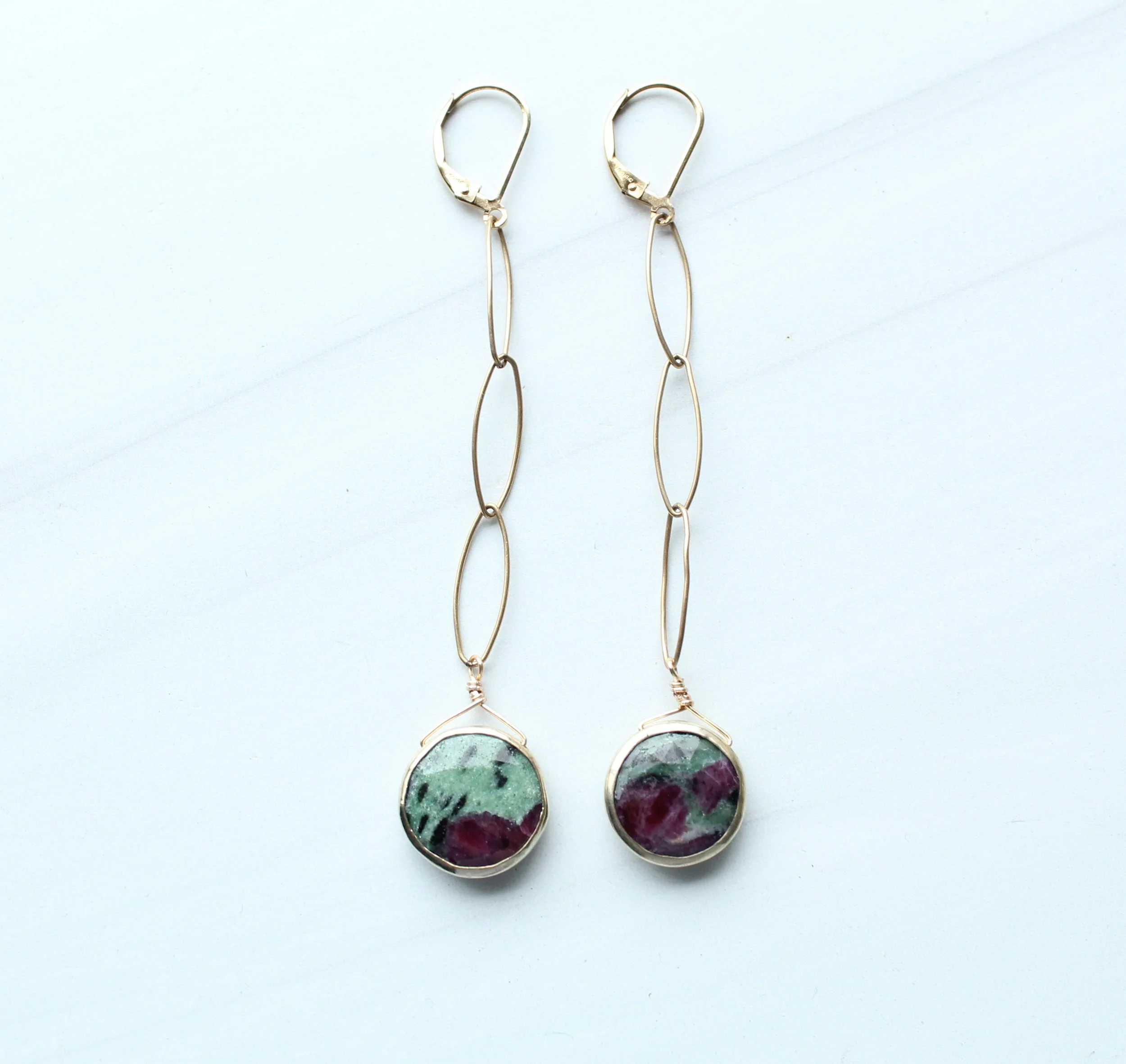 Ruby Fuchsite gold filled earrings