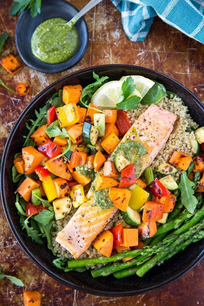Roasted Salmon and Vege Bowl