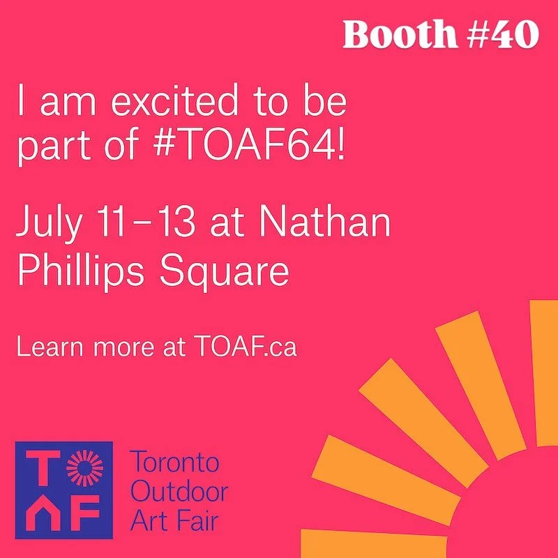 This weekend. Nathan Phillips Square. Canadas biggest and best outdoor art show. Friday, Saturday 10-7, Sunday 10-5. Find me at booth 40.