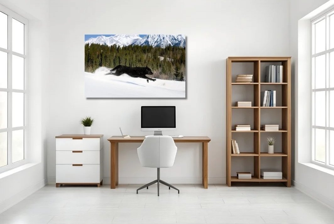 Daisy labradoodle running office wall art