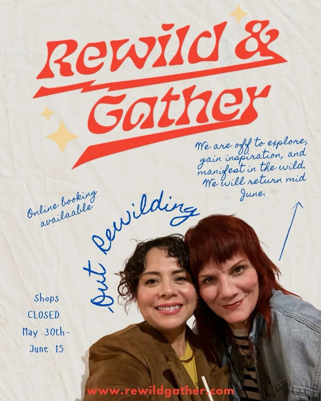 Team bonding on the horizon! We will be off to explore, gain inspiration and manifest in the wild. Last day to shop May 29th, 10am-6pm 🌅

Rewild &amp; Gather will resume regular business hours on June 16th. See you then! 

Book your appointments onl