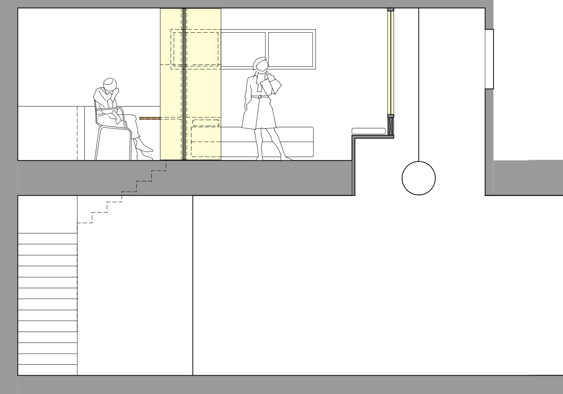Section (yellow = new work)