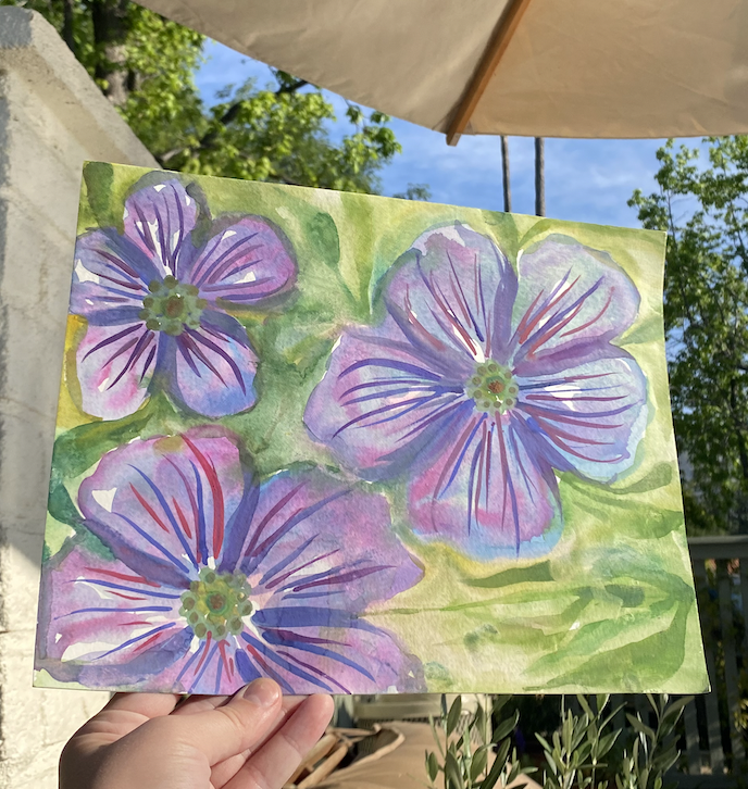 Floral Watercolor 9' by 12'