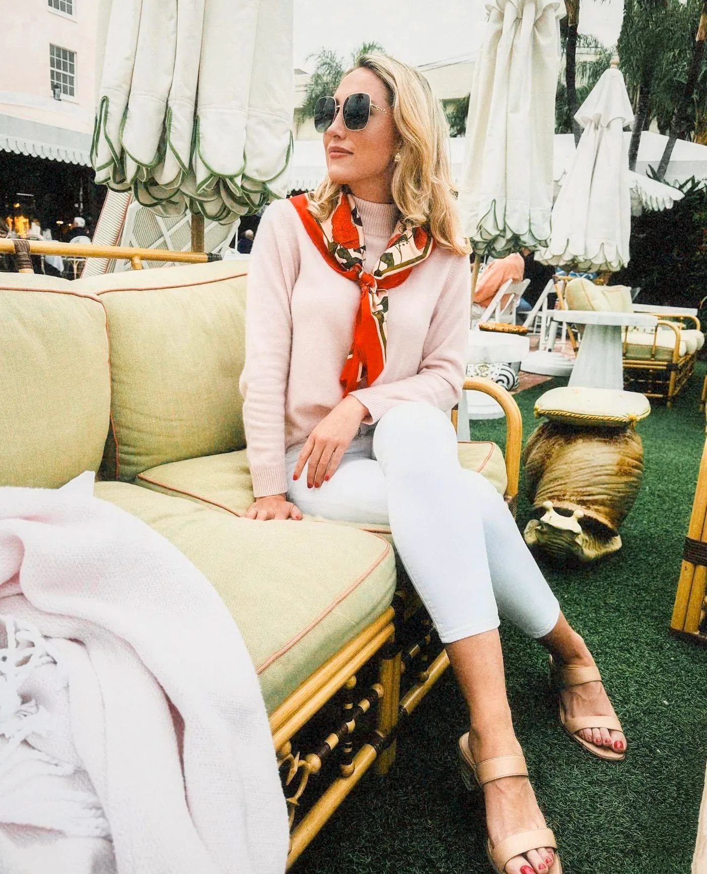 Leisure in style. Couldn't have styled our Whimsical Garden scarf better than @kelseytrundle did.
