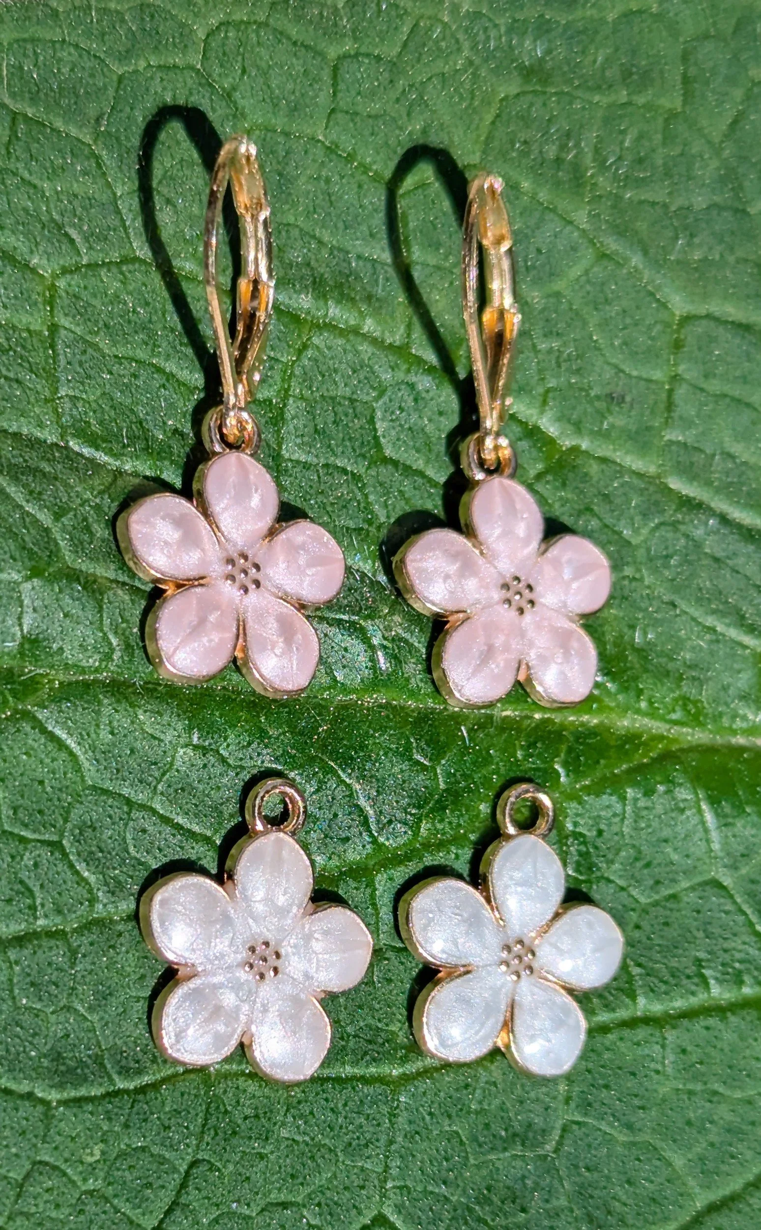 pink cherry blossom earrings with white charms.jpg