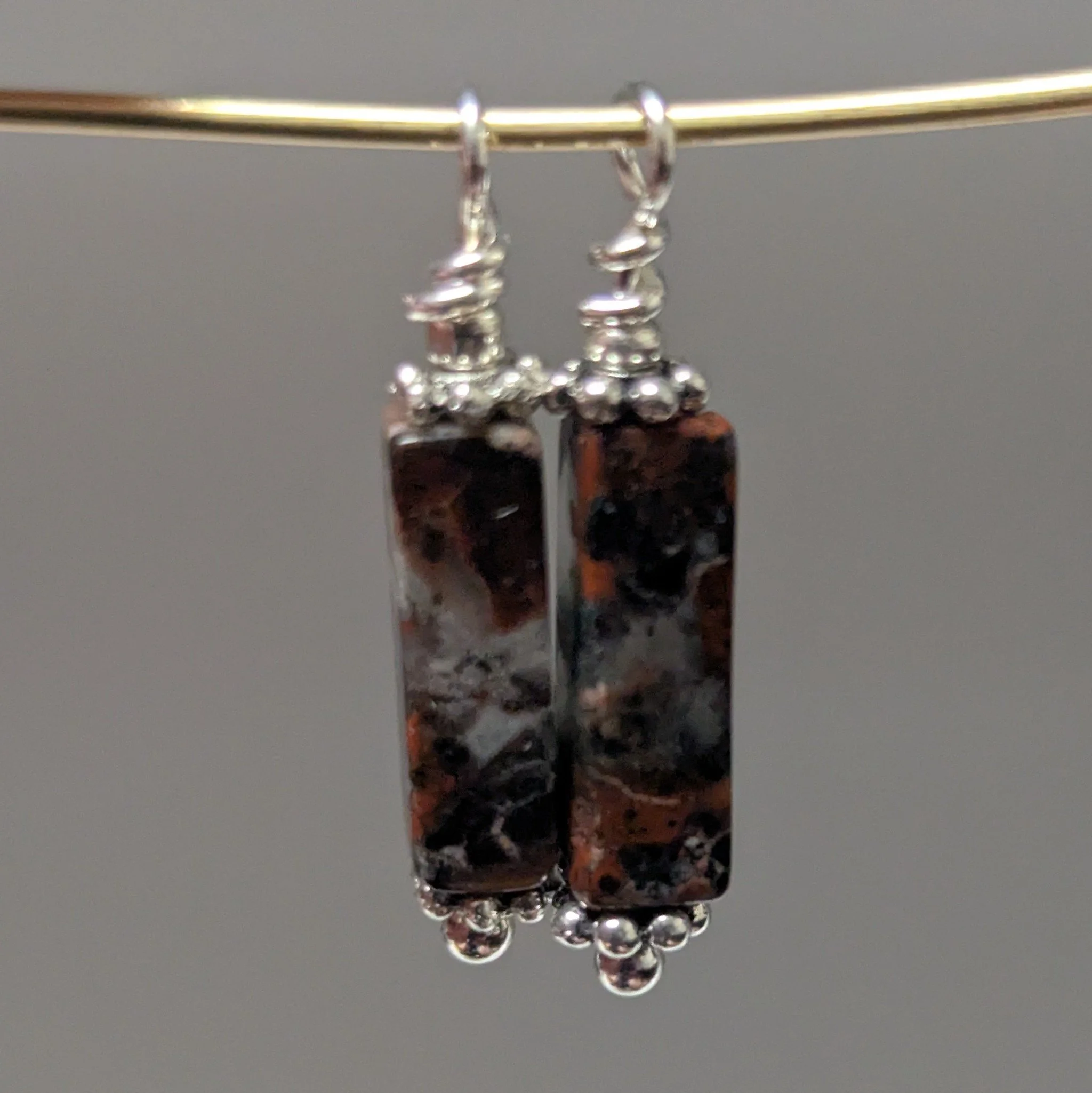 Poppy Jasper Rectangle Dangle, silver/clear/grey- Embrace Your Season Collection
