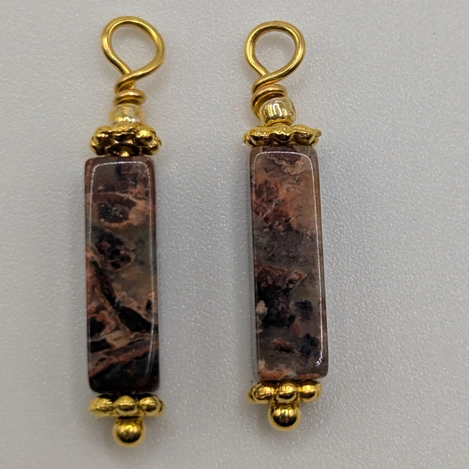 Poppy Jasper Rectangle Dangle, gold/red/black- Embrace Your Season Collection