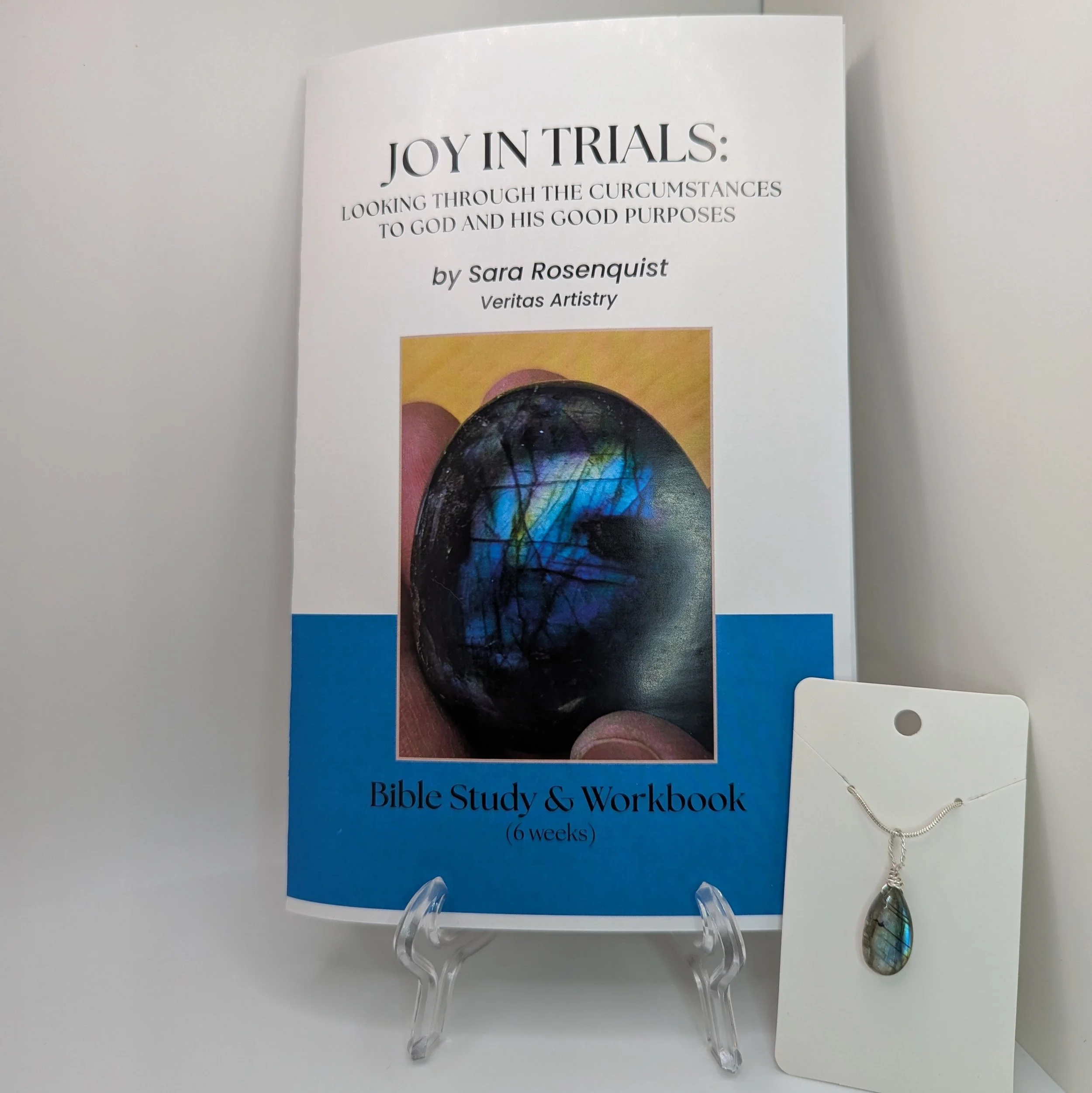 Joy in Trials Necklace- Pear Labradorite Interchangeable Pendant and Bible Study Bundle