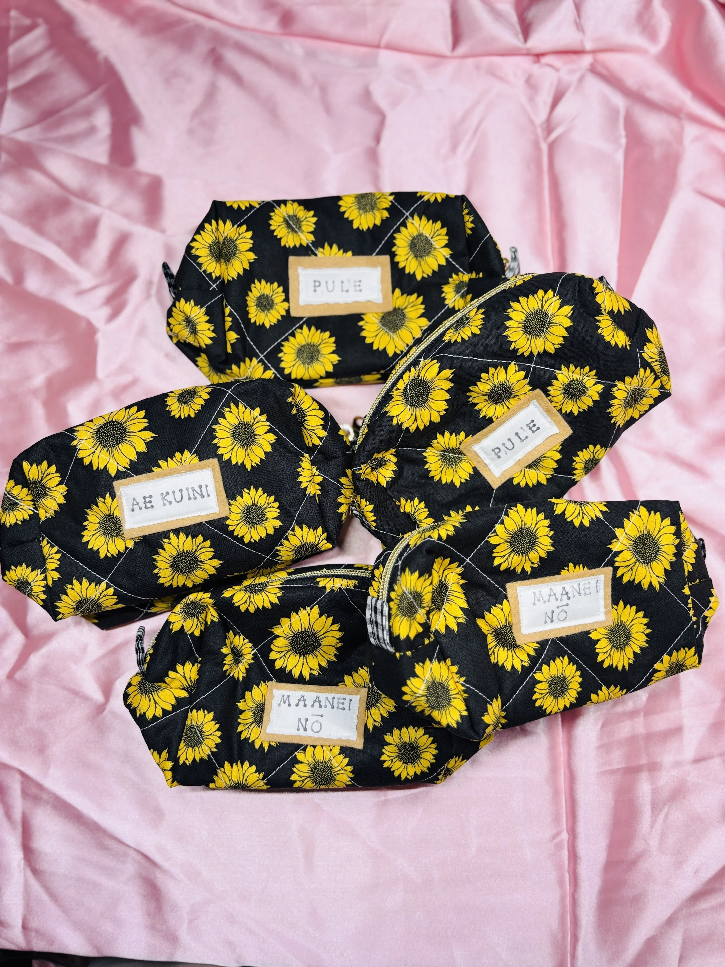 Handmade Quilted Material Boxy Carry-All Pouch