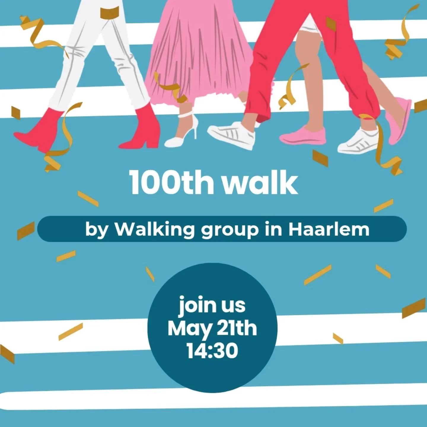 Dear all, our next walk is the 💯 walk since we started in 2022. It will be on Thursday May 21th in the afternoon (we start at 14.30 near the statue at Grote Markt) 

We are organising a special program in the city center of Haarlem. We hope to see y